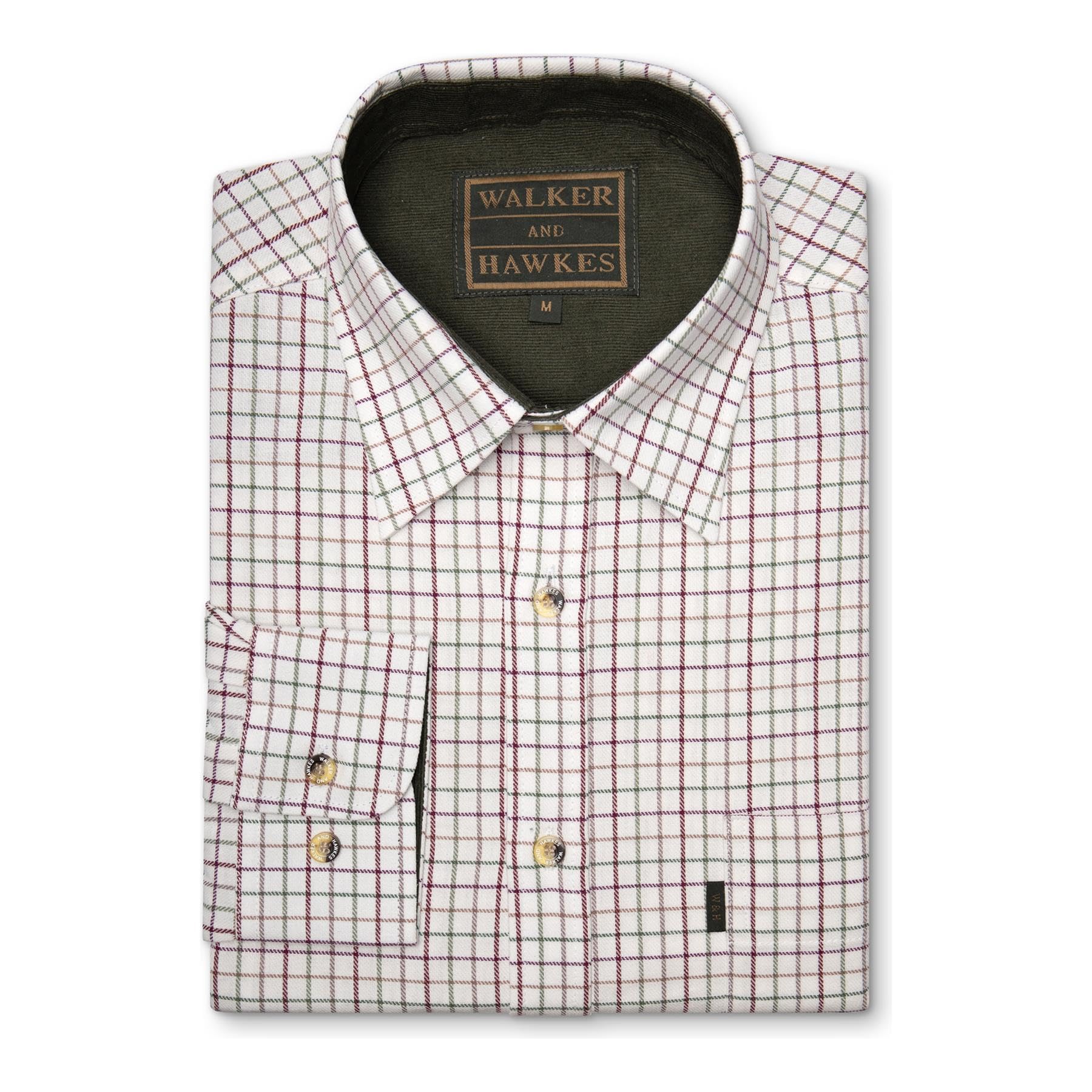 Walker and Hawkes - Camisa de Manga Larga para Hombre - 100% algodón - Estilo leñador - Estampado a Cuadros
