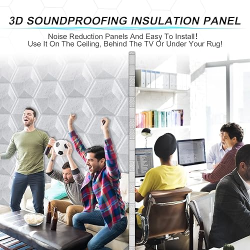Miniatura 3 de Paquete de 12 paneles acústicos hexagonales 3D, paneles acústicos de 14 x 14 x 0.2 pulgadas, paneles acústicos de pared, paneles de pared