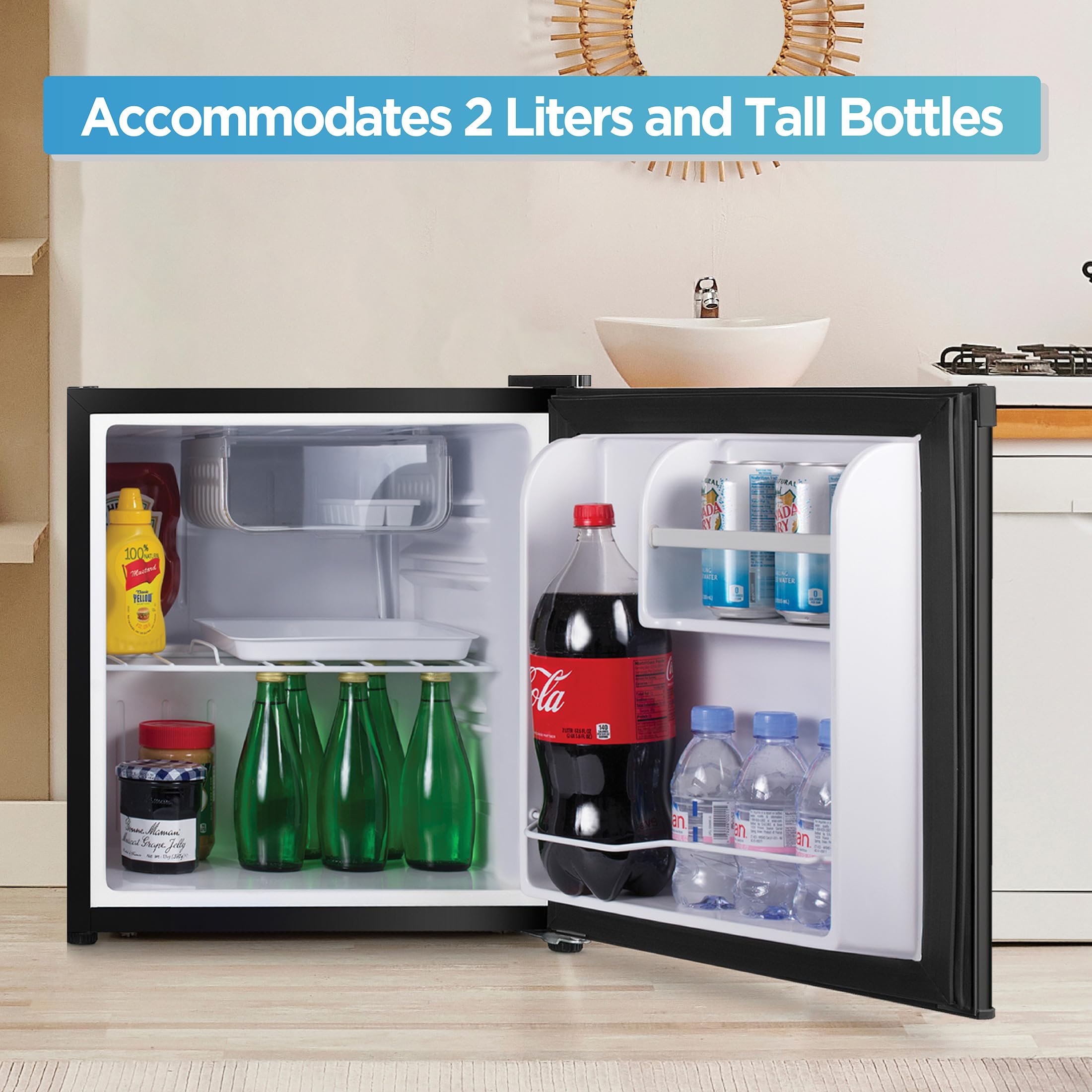 Commercial Cool 1.6 Cu. Ft. Compact Refrigerator, Single Door Mini Fridge with Chiller Compartment, Personal Fridge for Home or Dorm Room, R600a Refrigerant, CCR16B, Black on Fridge.com