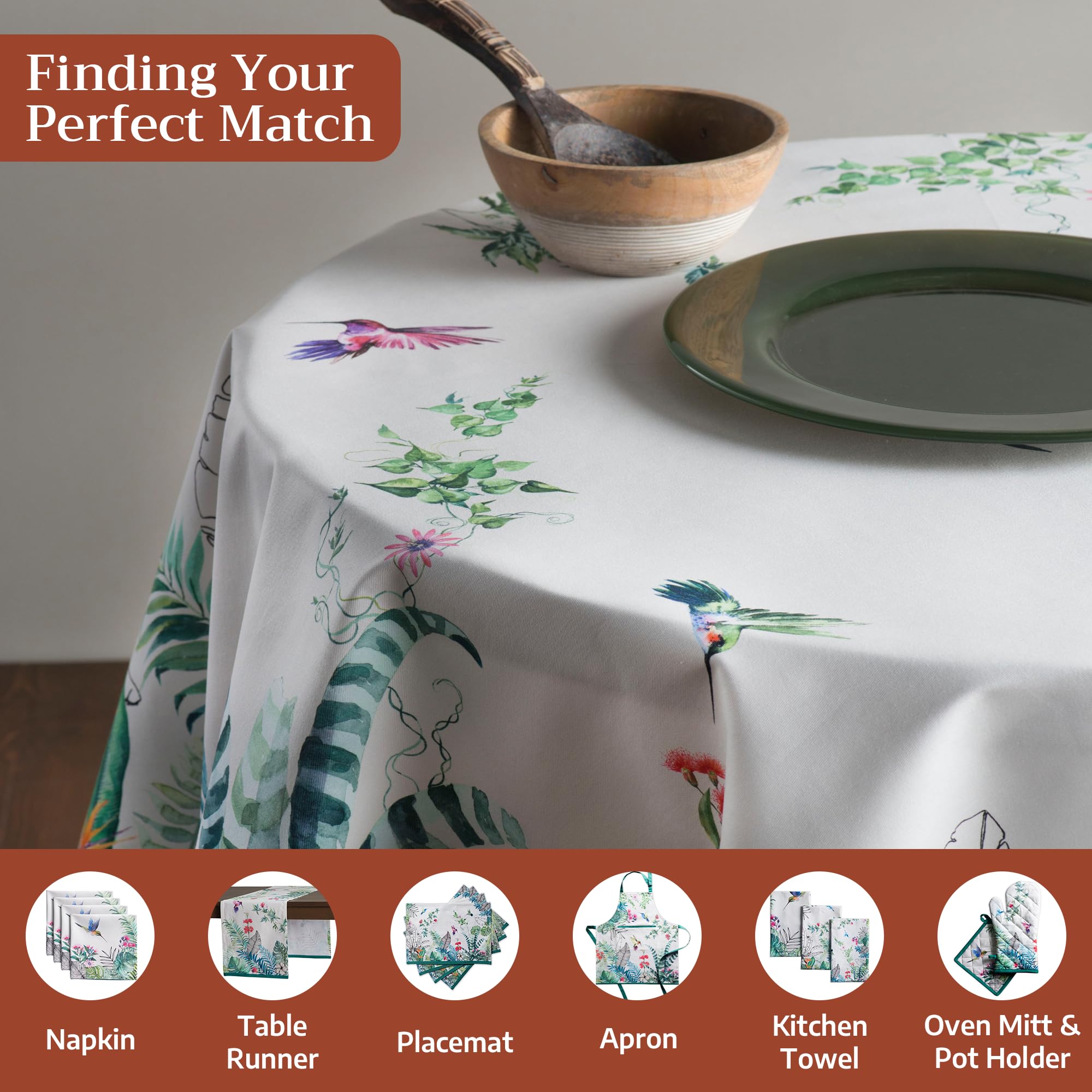 Maison d'Hermine Nappe ronde réutilisable 100% coton Ø 160 cm