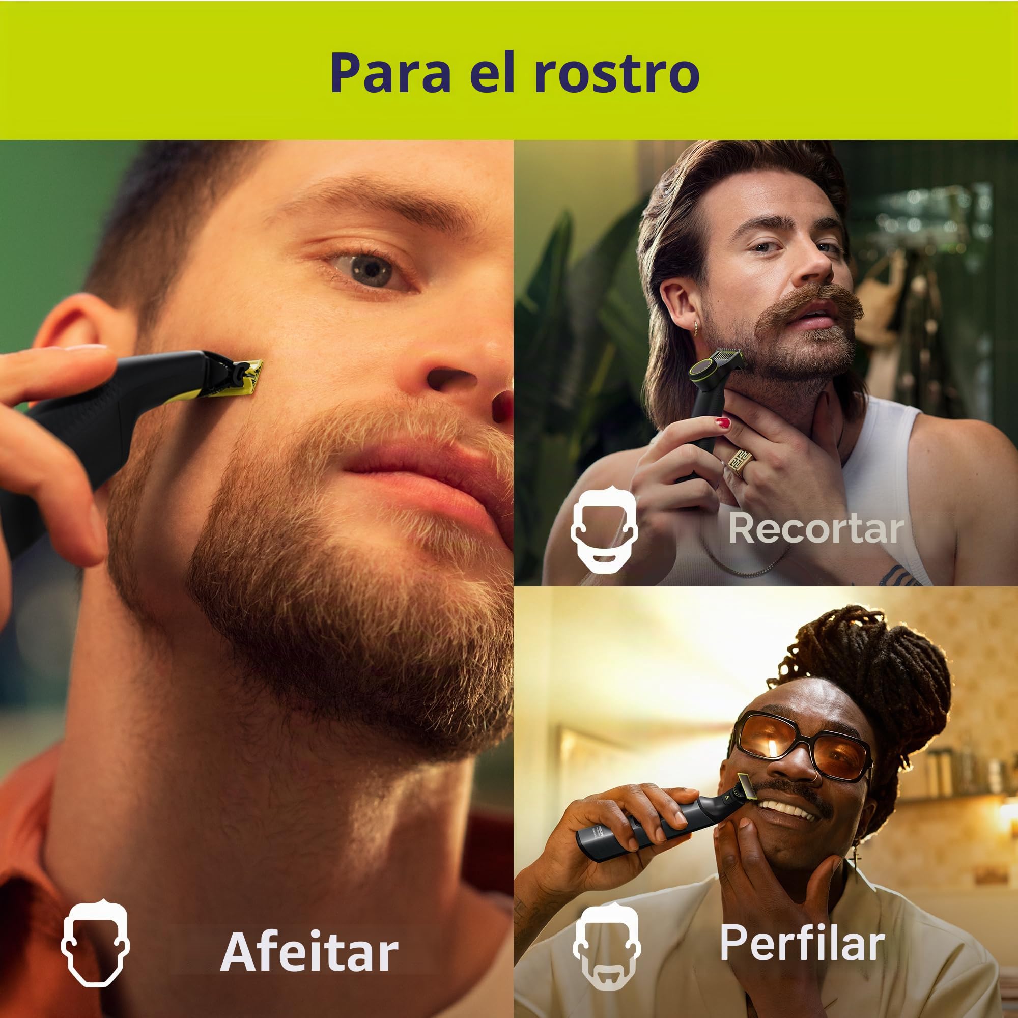 Philips Norelco QP6552/90 OneBlade 360 Pro, afeitadora eléctrica y afeitadora corporal con tecnología de cuchilla de 360 grados, 2 cuchillas de 360, peine ajustable de 20 longitudes, kit de cuerpo y