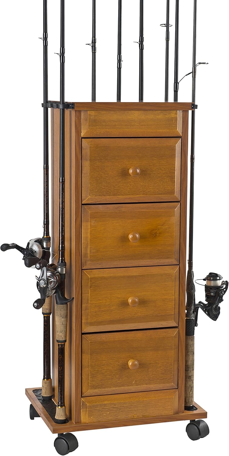 Old Cedar Outfitters Cabinet and Rolling Cart for Fishing Rod and Tackle Storage