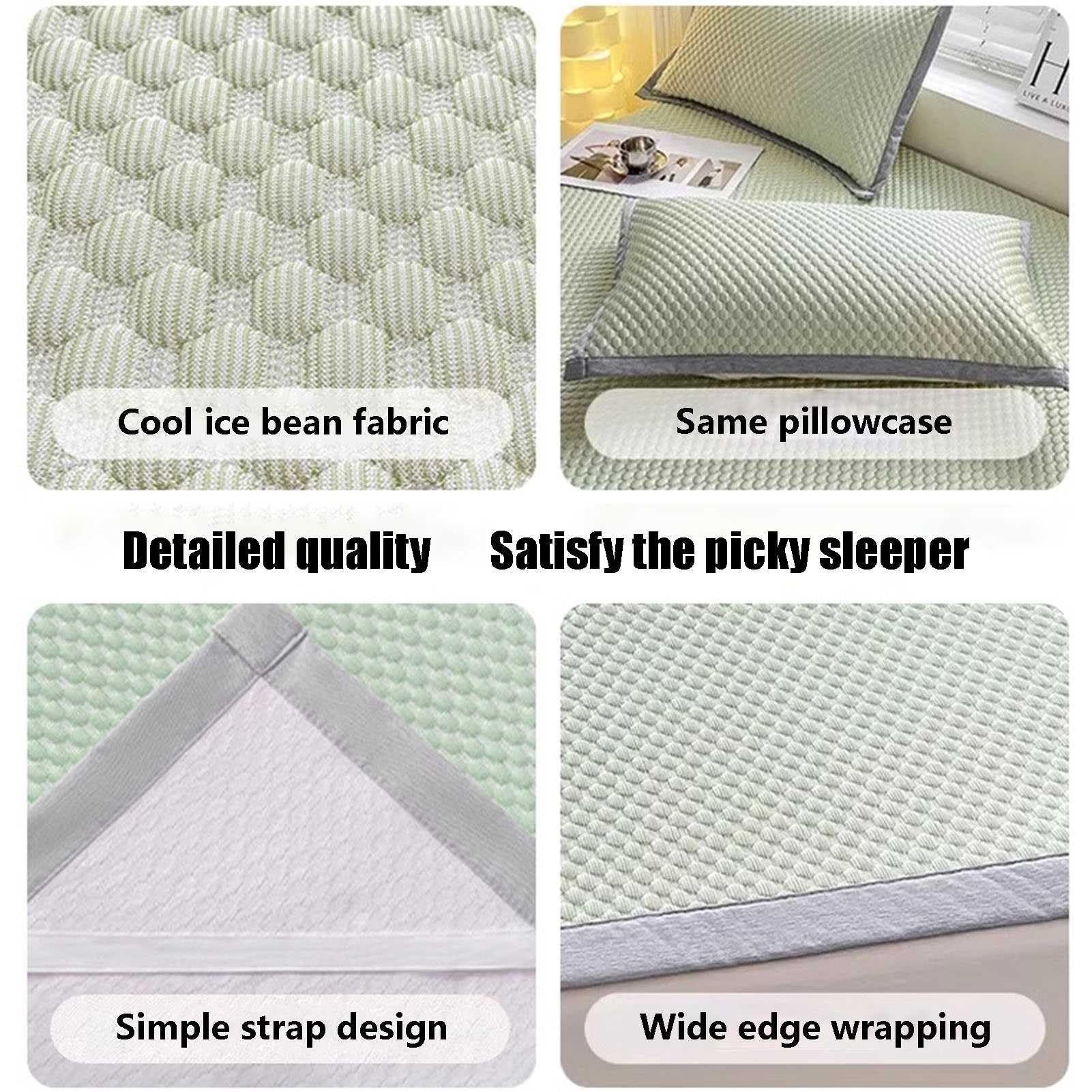 Set Coprimaterasso Rinfrescante con Lenzuola Estive: Lenzuola in Seta Ghiacciata con Federe Lenzuola Estive con Angoli Lavabili in Lavatrice per Chi Dorme al Caldo