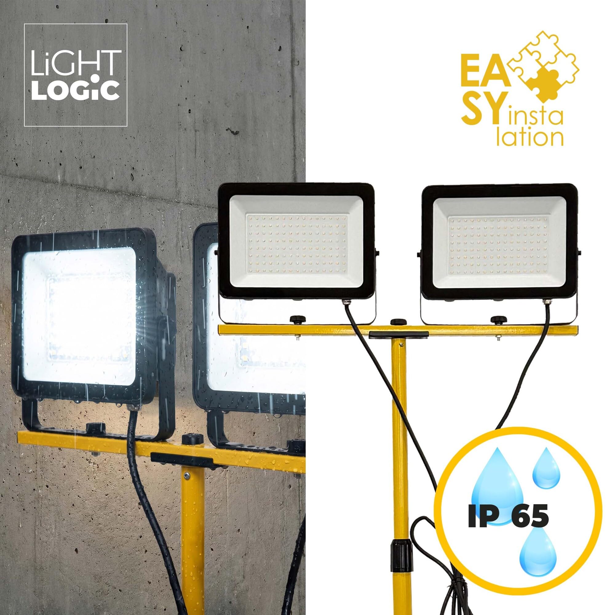 2x100W Projecteur de Chantier LED avec Trépied, 16300LM