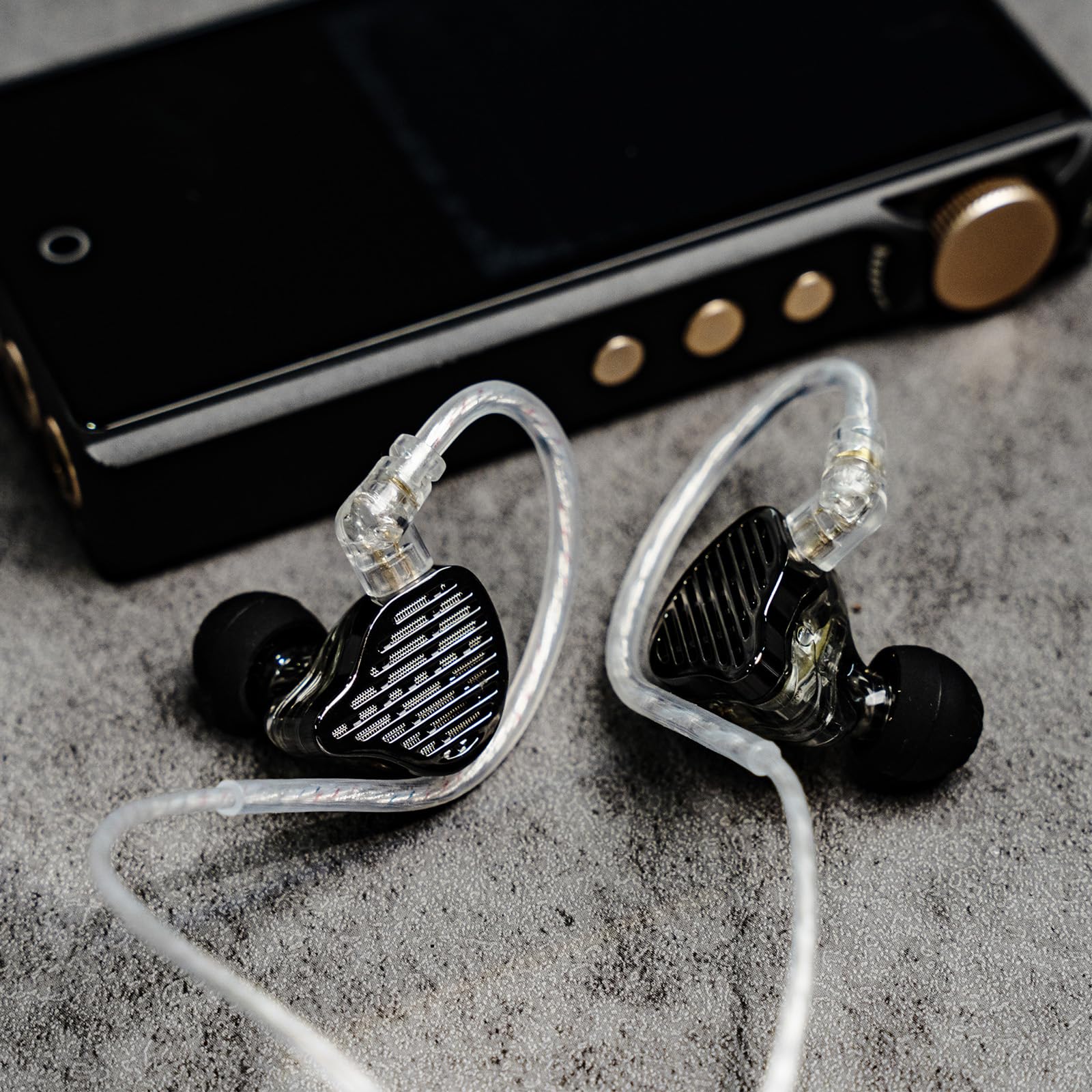 LINSOUL KZ x HBB PR2, Auricolari con conduttore planare monitor in-ear 13,2 mm, diaframma nanoscale, cavo OFC placcato argento 0,75 mm a 2 pin per giochi, nero con microfono | Cavo OFC Staccabile 0,75 mm 2 Pin Placcato Argento per Gaming (Nero, Senza Mic)