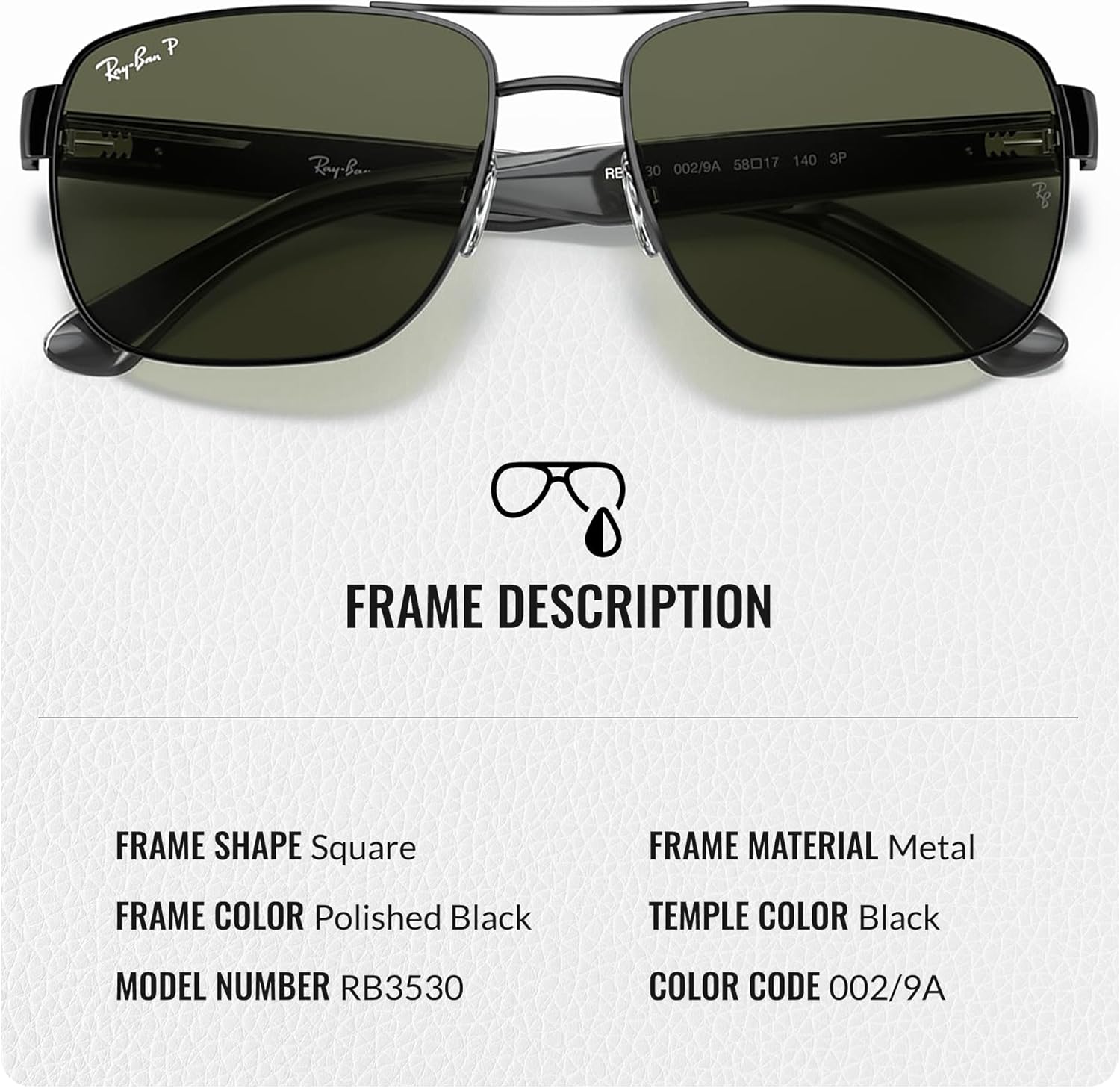 Ray-Ban RB3530 Square Shaped Sunglasses for Men & Women with Official RAYBAN Eyewear Kit - Image 3