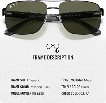 Ray-Ban RB3530 Square Shape Sunglasses with Official Eyewear Kit