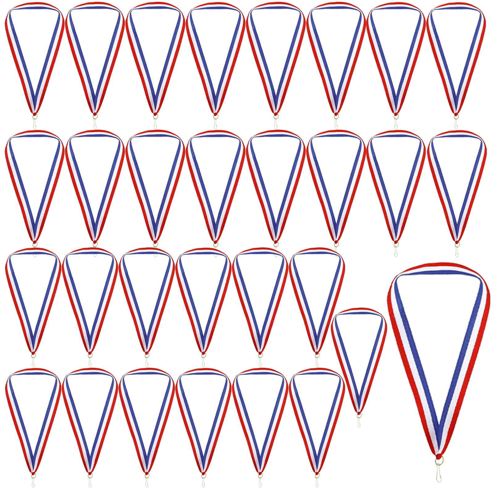 NIYATA 30 Pcs Ruban Medaille, Ruban Médaille, Ruban Medailles, Ruban Medaille de Danse, Ruban Medailles Sport, Cordon Bleu Blanc Rouge pour Médaille, Cordon Médaille, Ruban Medaille Bleu Blanc Rouge