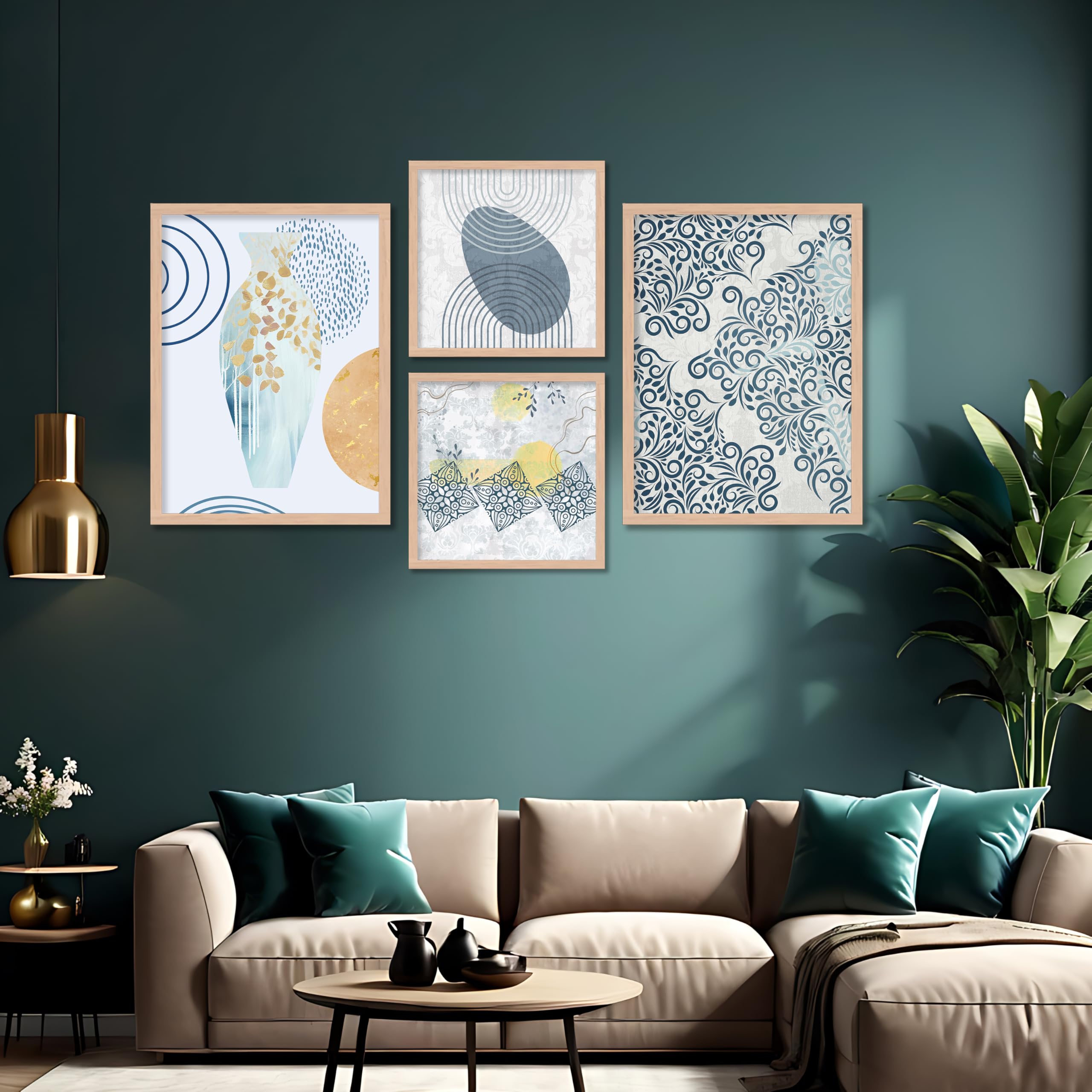 ARTELLY Modern Art Paintings Set of 4 Framed Paintings for Wall Decoration, Bedroom - Decorative Frame For Wall Decor Posters for Living Room - Big Size Wall Paintings Home Gifts Items (Art Deco, 5) (B0CG3S2TCM) Amazon Price History, Amazon Price Tracker