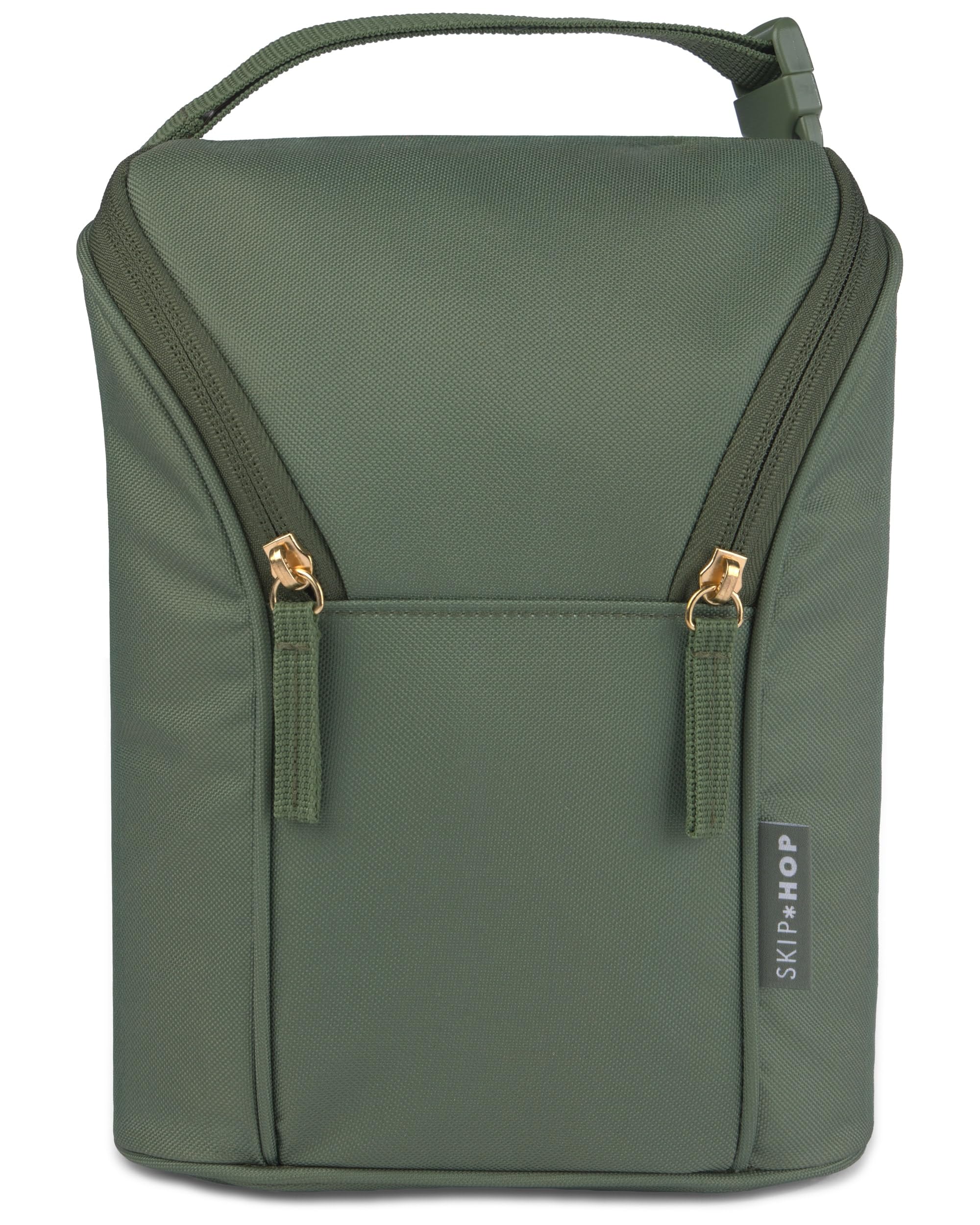 Skip Hop Insulated Bottle Bag Holds 2 Bottles Includes Freezer Pack, Sage