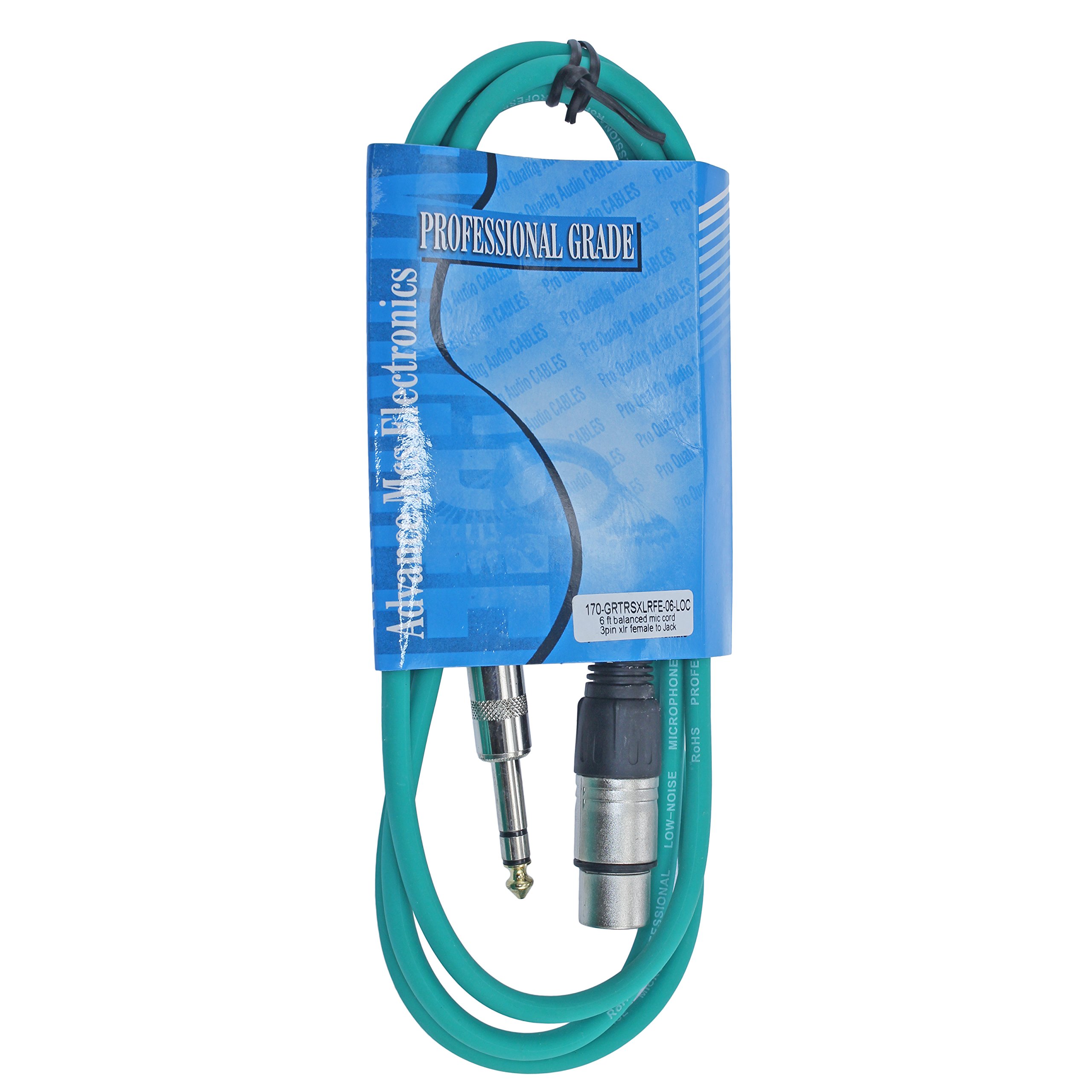 Kabel krosowy TRS na XLR żeński Pro Audio 0.6 cm zrównoważony i ekranowany (długość 1,8 m, zielony)
