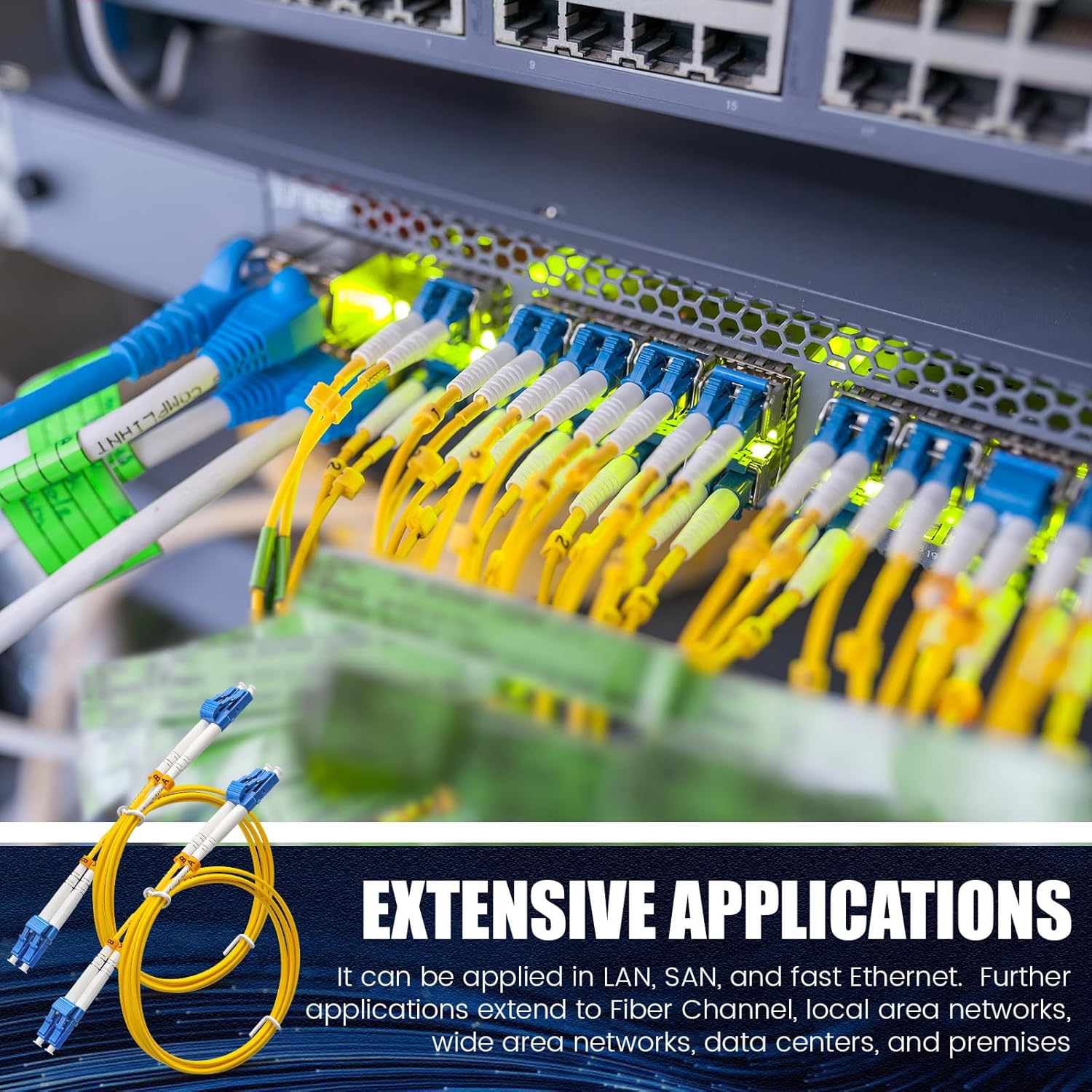 20 Pack LC to LC Fiber Patch Cable 3.28 Ft/ 1 M OS2 Single Mode Optic Patch Cable Duplex, 10GB LSZH Duplex SMF Jumper Cord, Yellow SMF