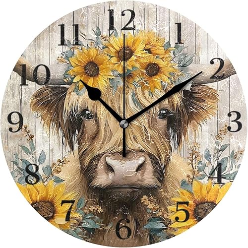 Miniatura 16 de Reloj de pared silencioso sin tictac, funciona con pilas, 9.5 pulgadas, para cocina, hogar, sala de estar, flor azul, mariposa, retro Patrón retro