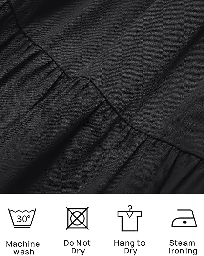 Miniatura 7 de ZESICA - Vestido por debajo de la rodilla para mujer, diseño informal y escalonado de manga corta, con cuello redondo y cintura elástica fruncida