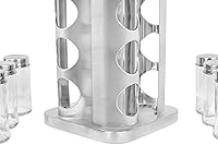 Vista 6 de Internet's Best estante giratorio para especias de 16 unidades de acero, cuadrado, Plateado