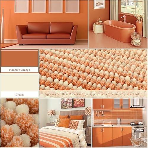 Miniatura 2 de BSICPRO Tapete de baño de felpilla antideslizante de 20 x 32 pulgadas, absorbente de agua, lavable a máquina (naranja calabaza)