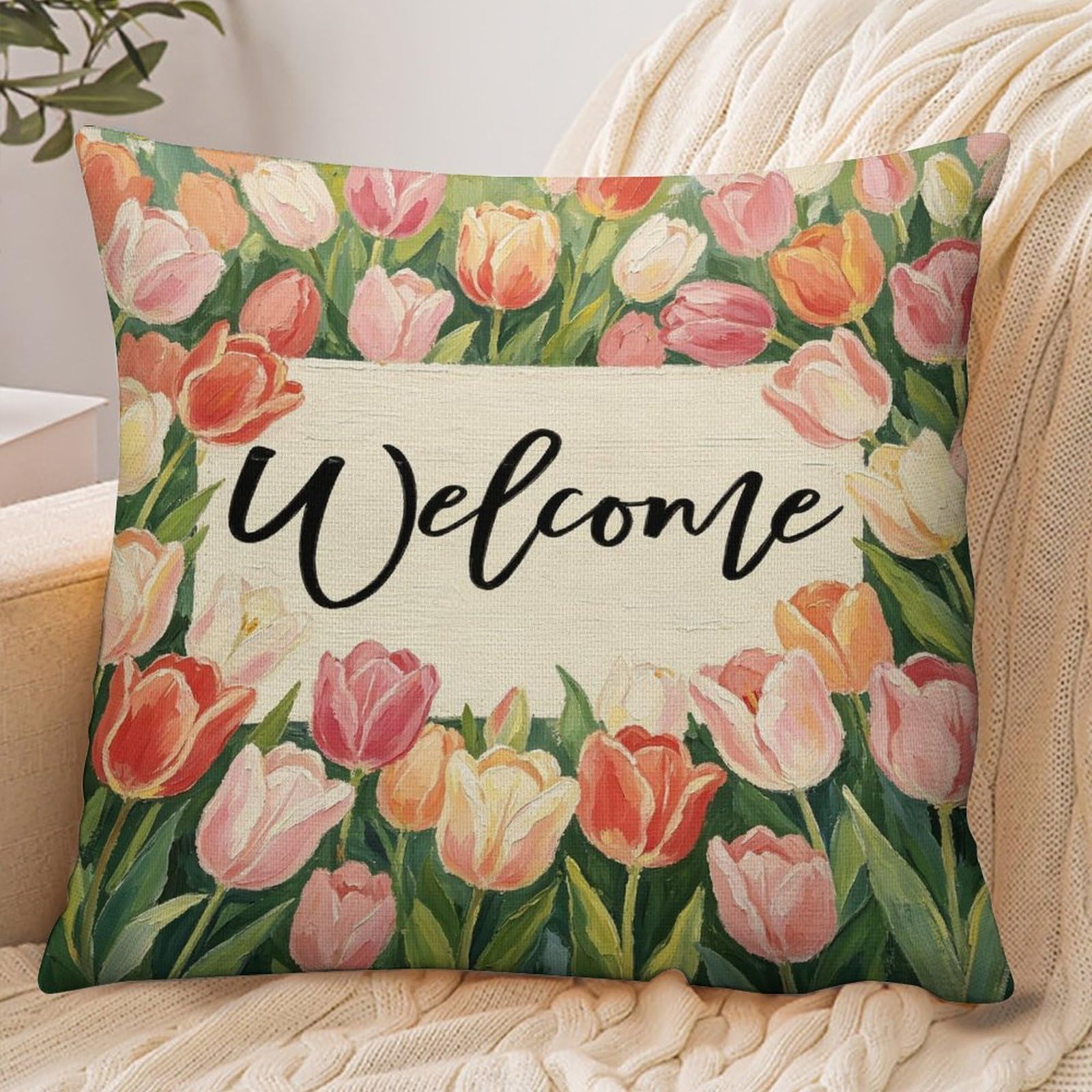 Fekiloot Style Tulip Flowers Pillowcase Pillow Sham Pillow Case