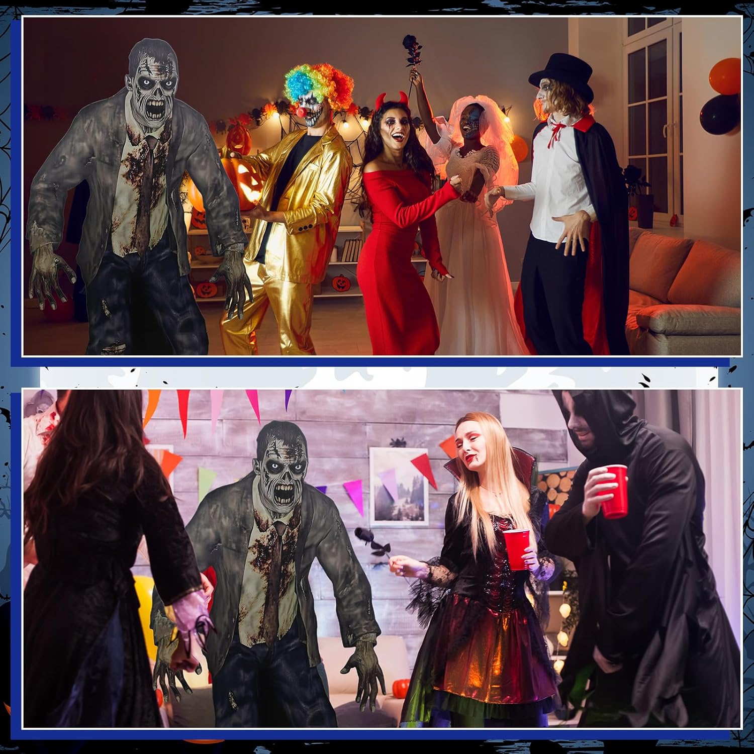 6 ft Halloween Zombie Cardboard Cutout Party Decoration Spooky Zombie Stand up Life Size Creepy Photo Props Backdrop for Halloween Spooky Party Supplies