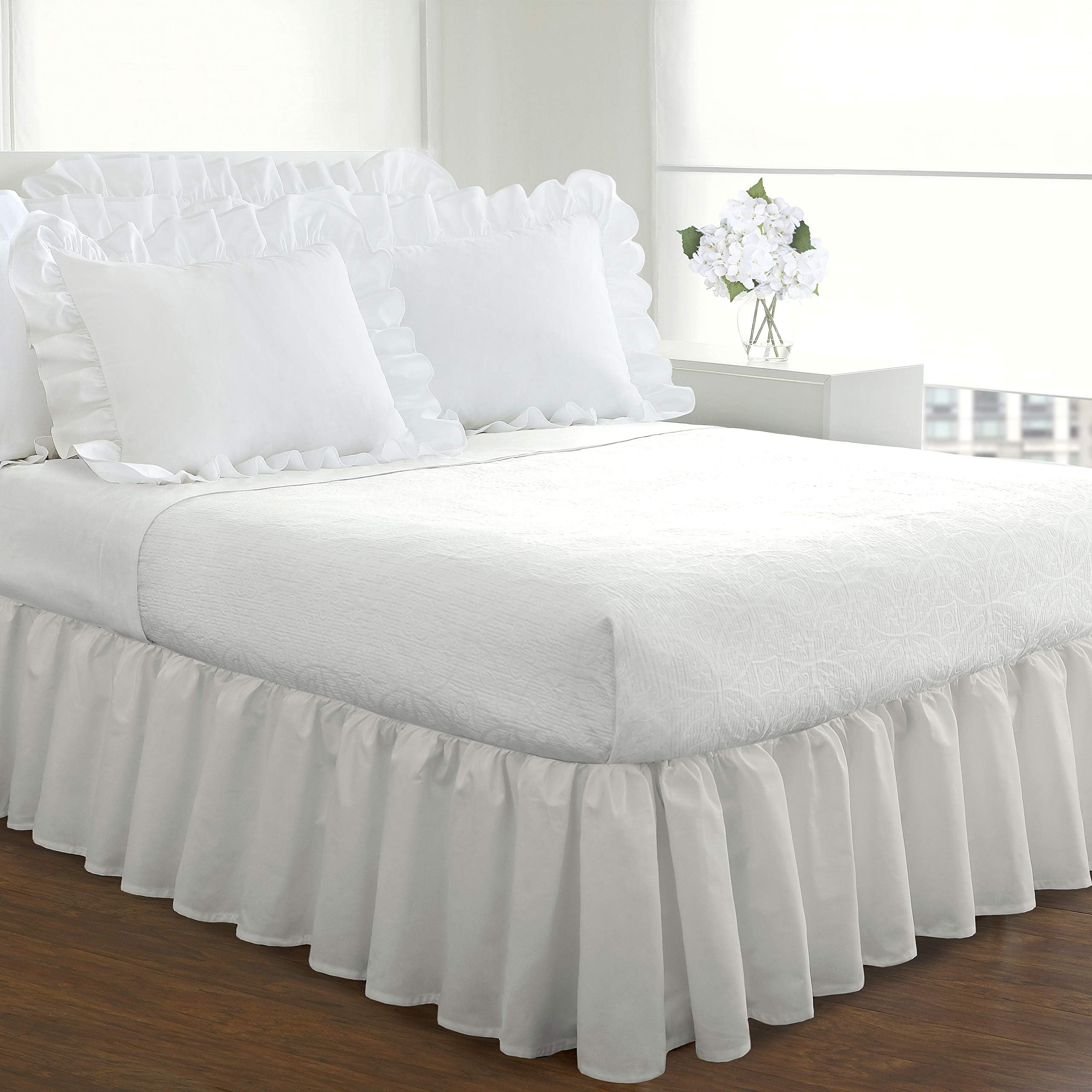 EASY FIT Eyelet Elastic Wrap Around Bed Skirt, Easy On/Off