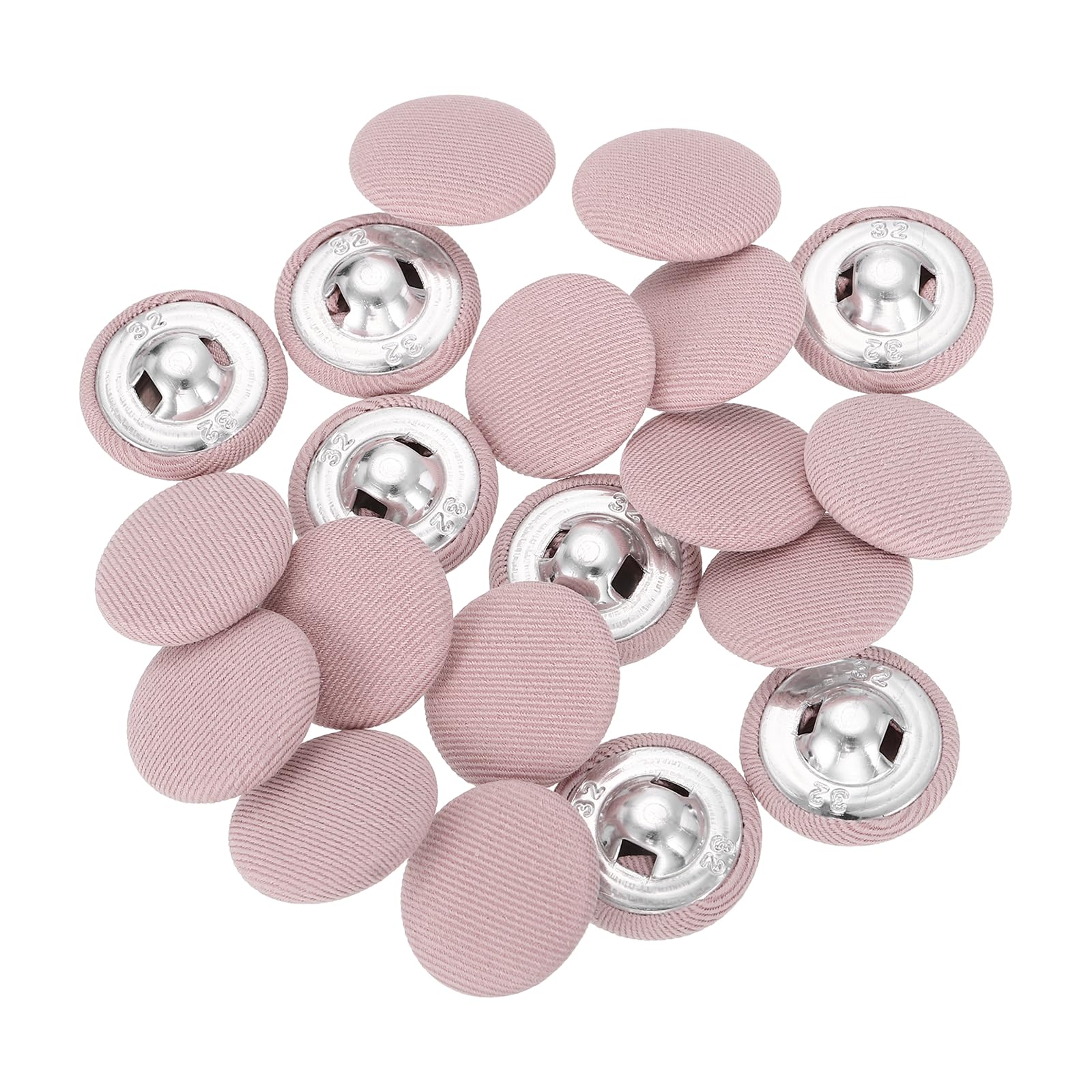 sourcing map 20Pcs Fabric Cloth Covered Button, 20mm 32L Metal Shank Round Sewing Buttons Fabric Covered Button for Coat Dress Sweater Hats Crafts Making, Pink