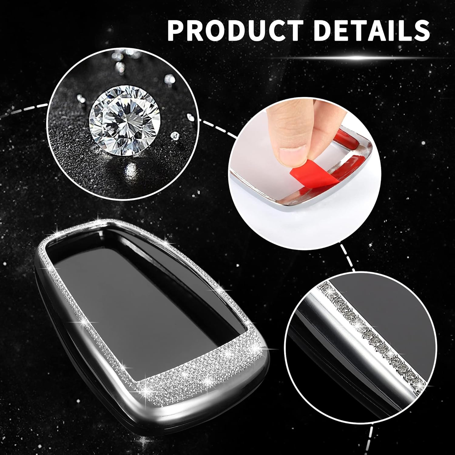 TOMALL Bling Crystal Interior Media Control Emblem Cover Compatible with Mercedes Benz C Class C300 E Class E300 Multimedia Control Caps Cover Rhinestone Car Interior Decor Accessory (Silver) image 4 of 7 B0BTL321DX