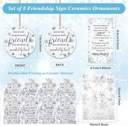 Miniatura 9 de Suzile Adornos de Navidad de amistad de larga distancia para hermana, adorno de Navidad, regalo redondo, para hermanas y amigos, adornos con