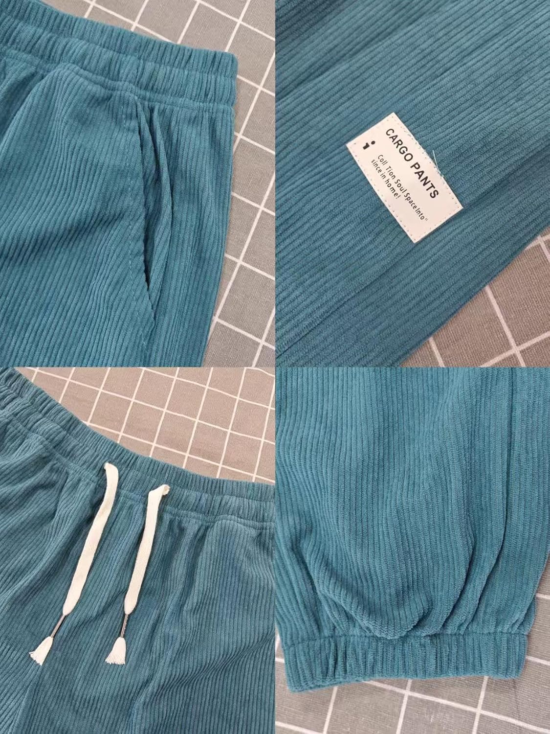 Men's Corduroy Joggers with Elastic Waist & Drawstring - Tapered Casual Pants Comfort Fit - Image 4