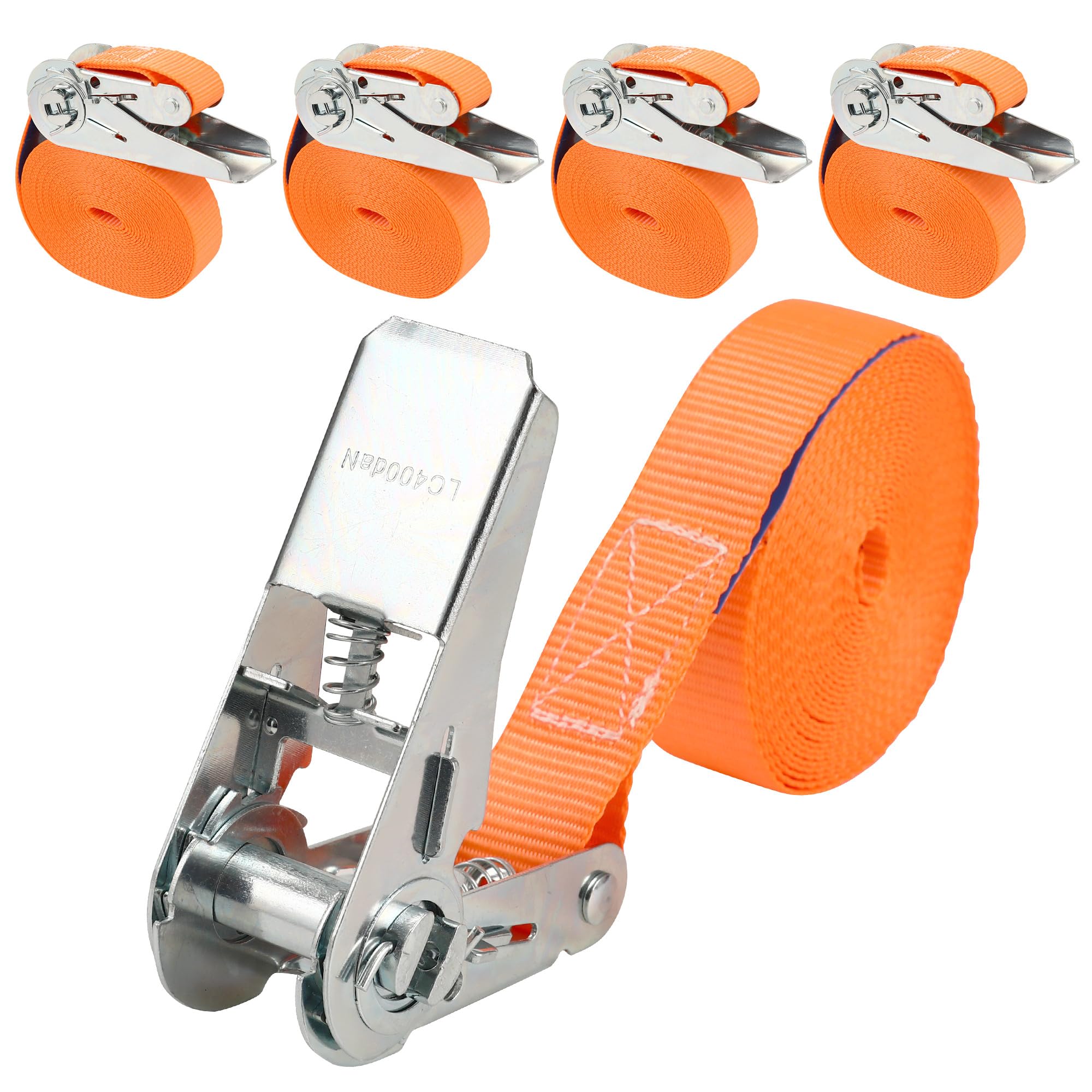 Cinchas De Amarre 800 kg Correas Tensoras de Trinquete 25 mm x 5 m Según DIN EN 12195-2