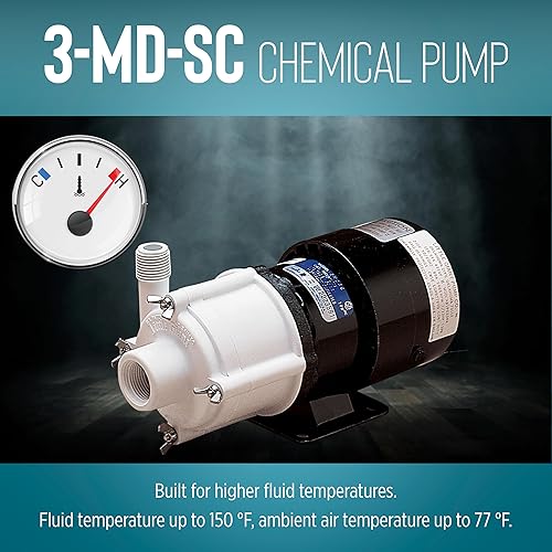 Miniatura 7 de Little Giant Bomba magnética no sumergible de 115 voltios, 1/12 HP, 750 GPH 3-MD-SC para productos químicos semicorrosivos, cable de 6 pies con