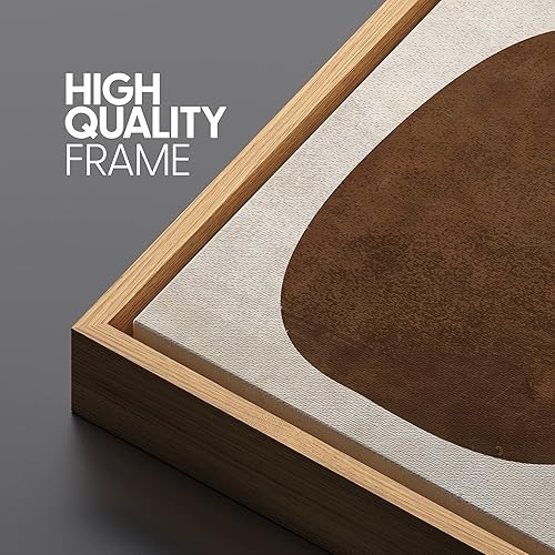 Miniatura 4 de SIGNLEADER Lienzo enmarcado para pared, juego de arte de collage de polígonos retro marrón tostado, ilustraciones con formas abstractas, arte