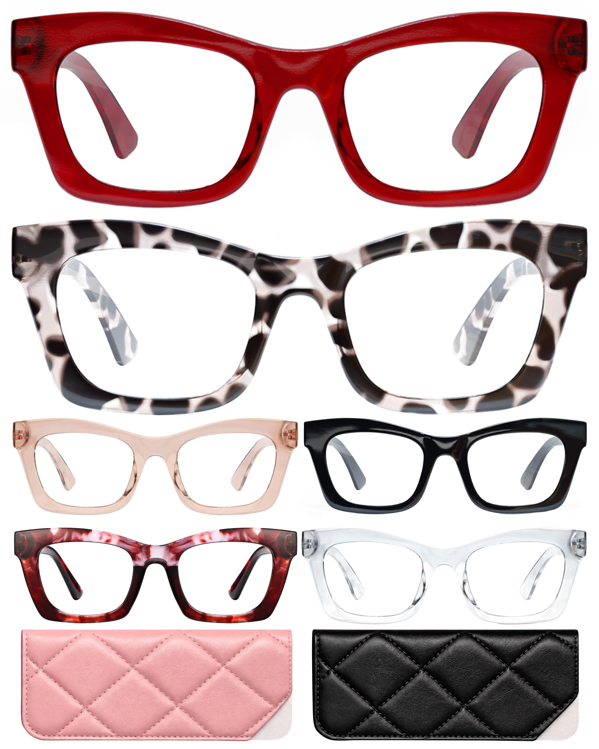 Photo 1 of CCVOO 1.0 Stylish Reading Glasses for Women, Stylish Eyeglasses, Blue Light Readers for Women, Cheaters, (A7 Runway Rouge)