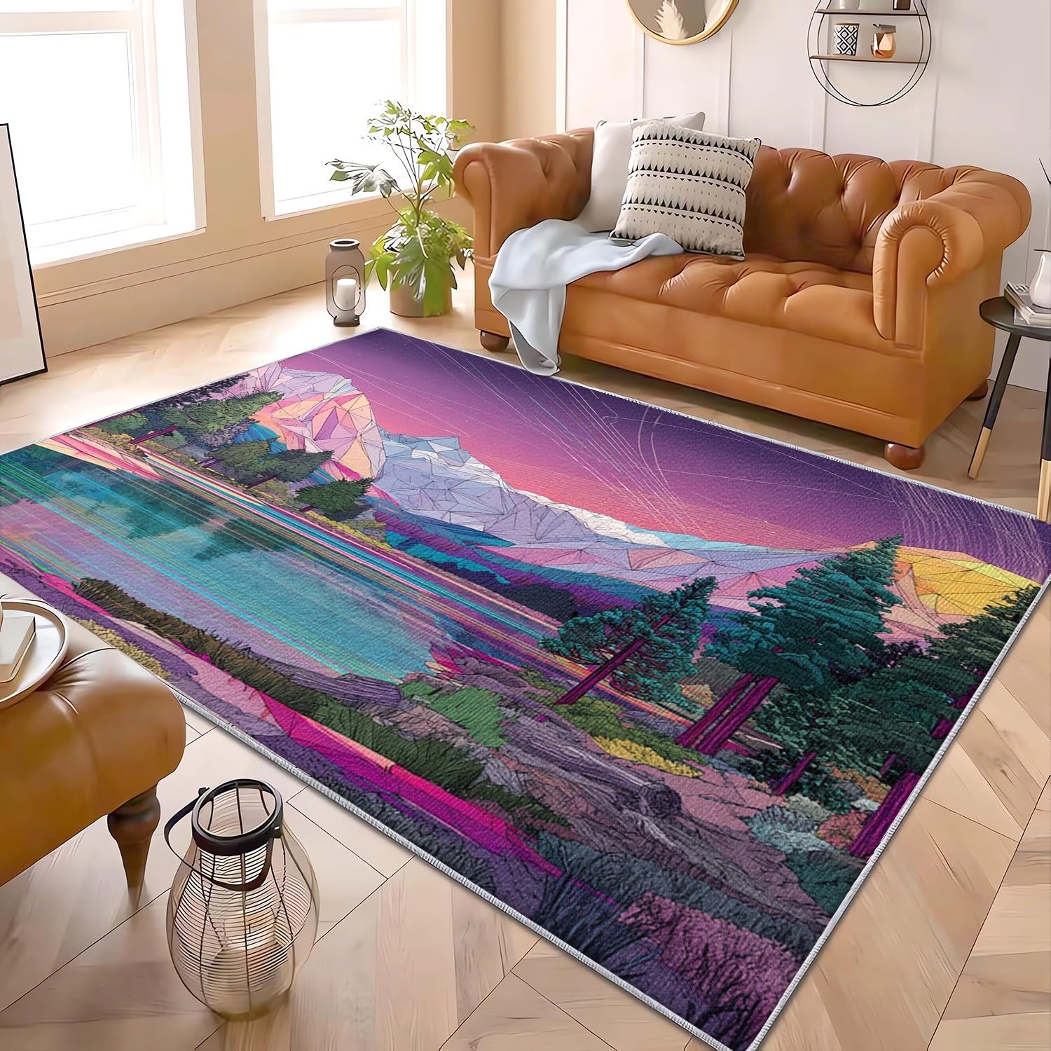 Tapis salon violet paillasso moderne imprimés 3D doux antidérapant lavable en machine