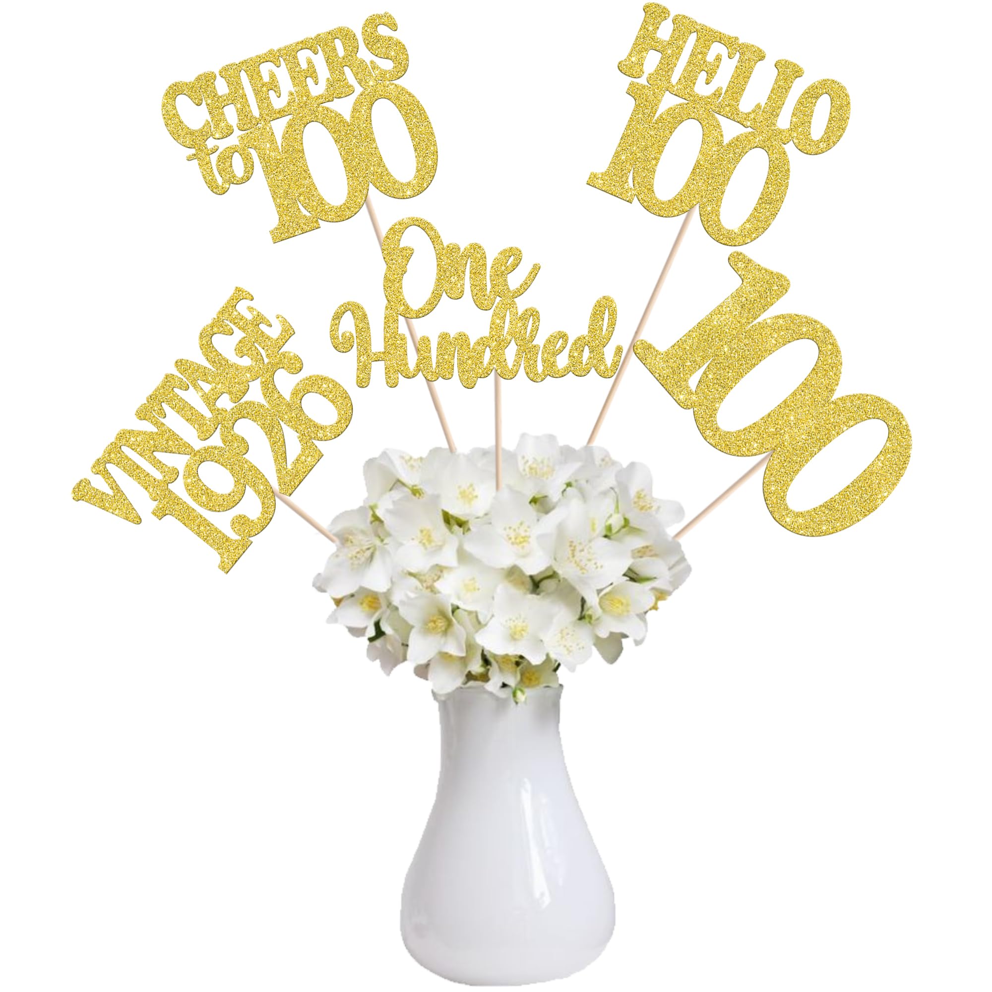 15PCS Happy 100th Birthday Centerpiece Sticks One Hundred Vintage 1926 Hello 100 Table Flower Centerpieces Sticks Cheers to 100 Floral Decoration for