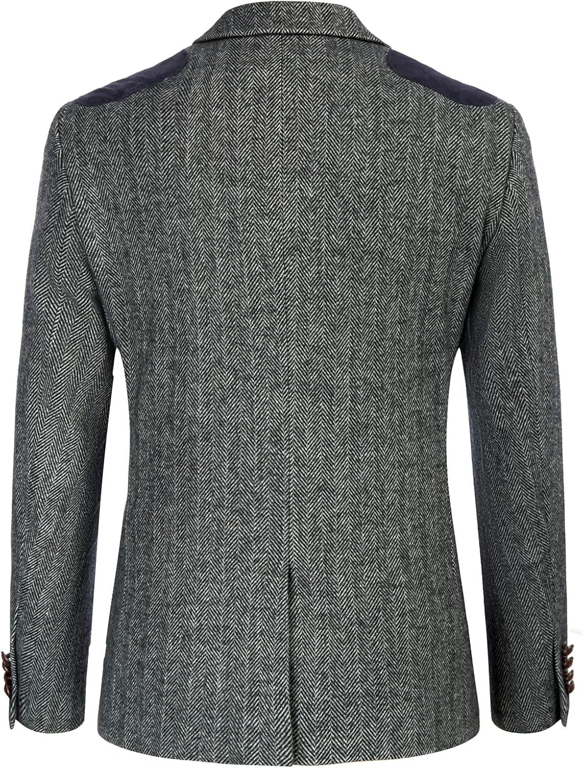 PJ PAUL JONES Men's Blazer Herringbone Tweed Sport Coats Two Button Wool Blend Formal Jacket - Image 3