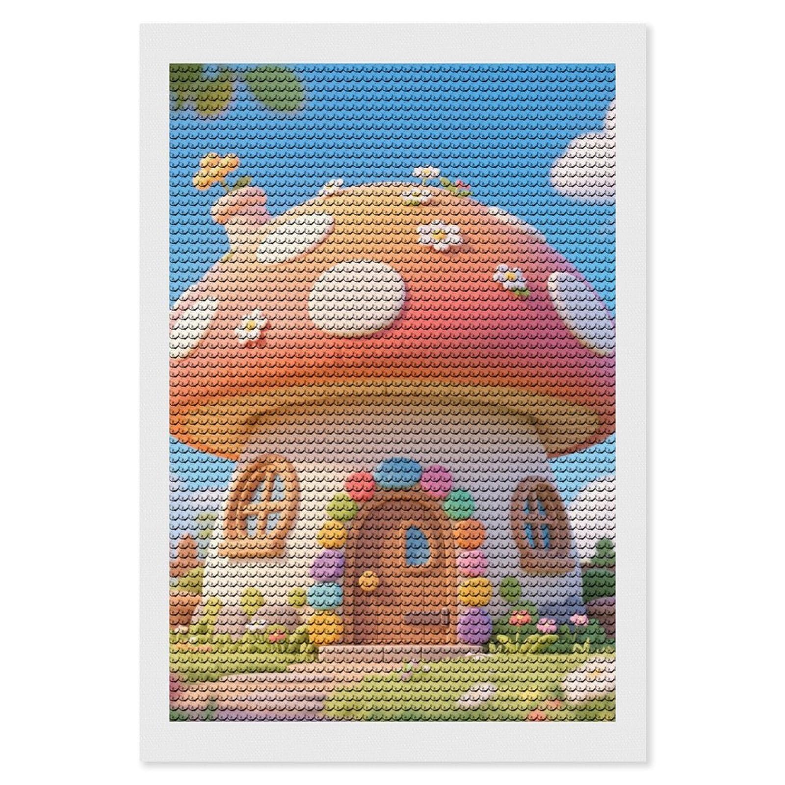 DWVTSLH Cute Mushrooms Diamond Painting Kits for Adults, Personalized Diamond Photo Art Full Drill, DIY 5D Diamond Art Painting Kits for Beginners, Home Wall Decor 8"x12"