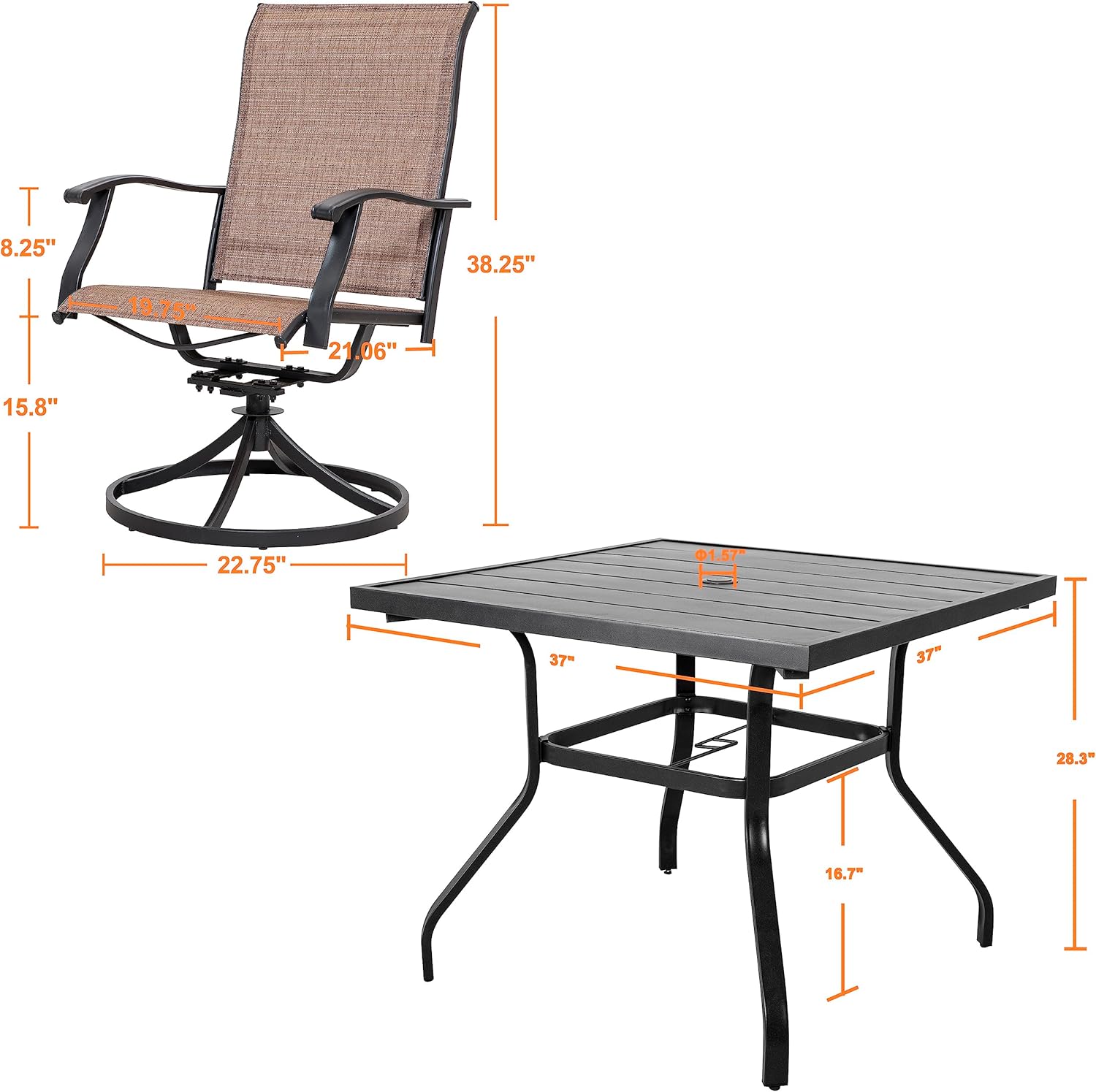 Dimensions of NUU GARDEN Patio Set