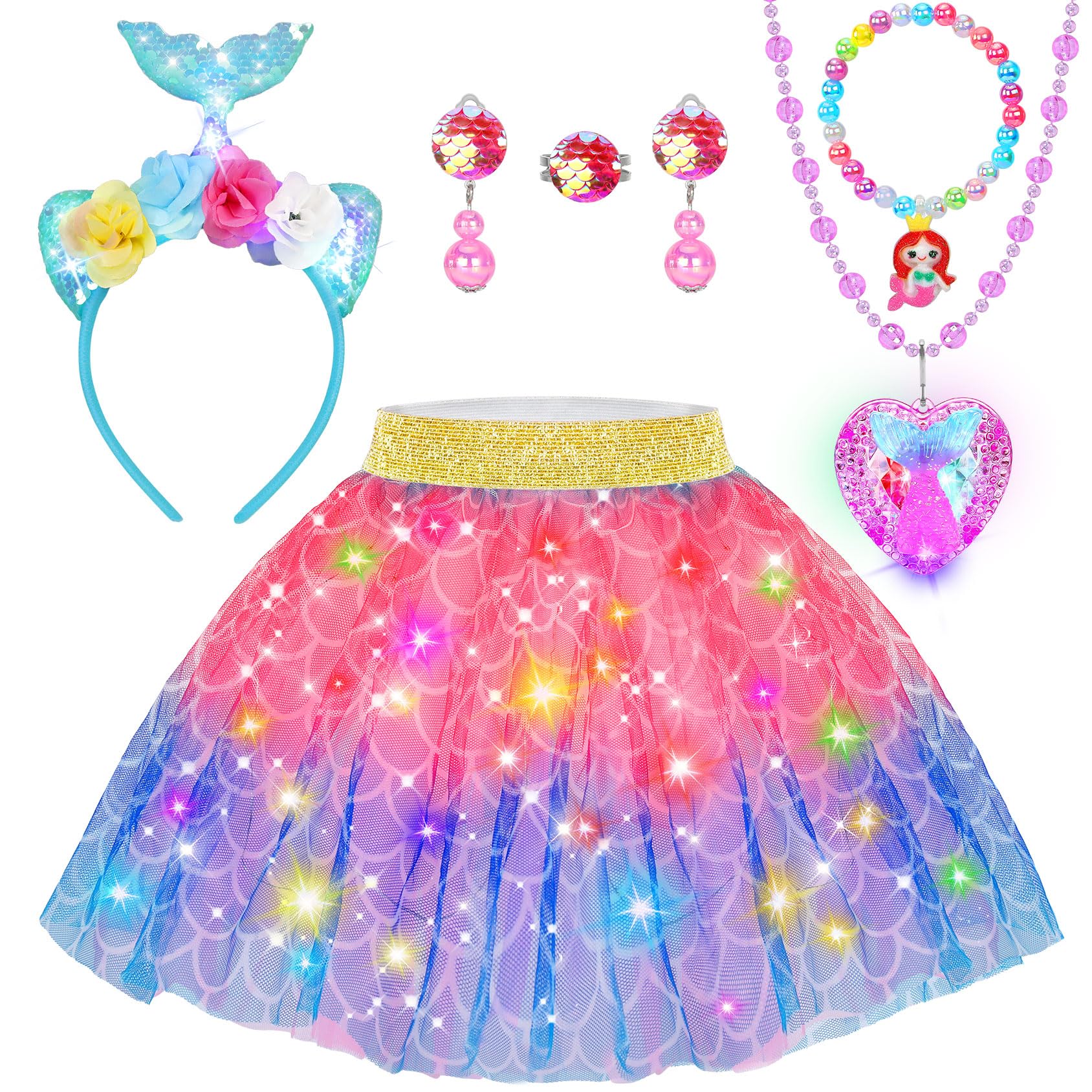 YAOOBEYPrincess Dress up Clothes for Girls 4-6, Easter Birthday Gifts for Kids, Light Up Toddler Toys for 3 4 Year Old Girls