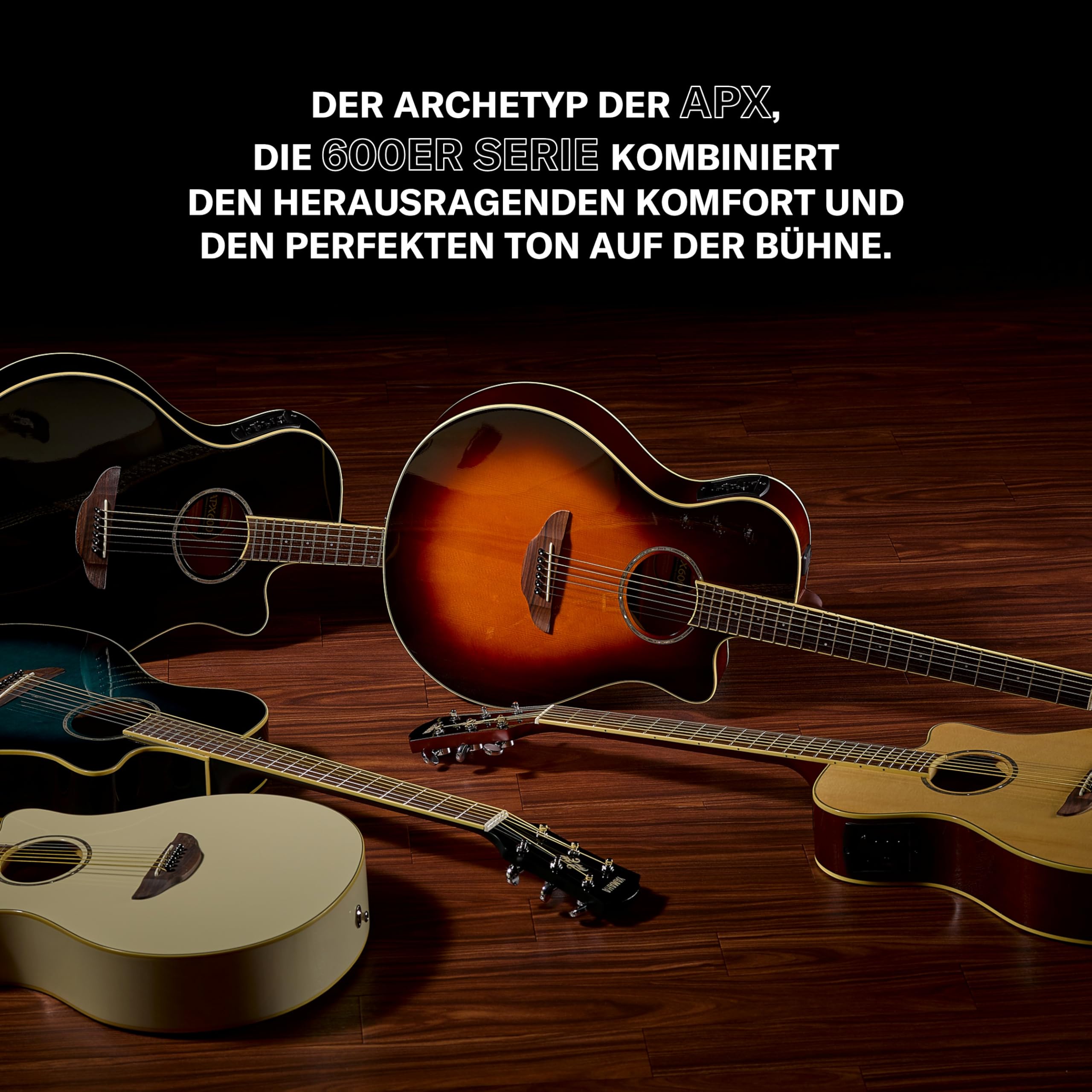 YAMAHA APX600 Elektroakustik-Gitarre – Schlanker Thinline-Korpus, 25" Mensur, System65 Tonabnehmer, 3-Band EQ, Integriertes Stimmgerät, Ovales Schallloch – Vintage White