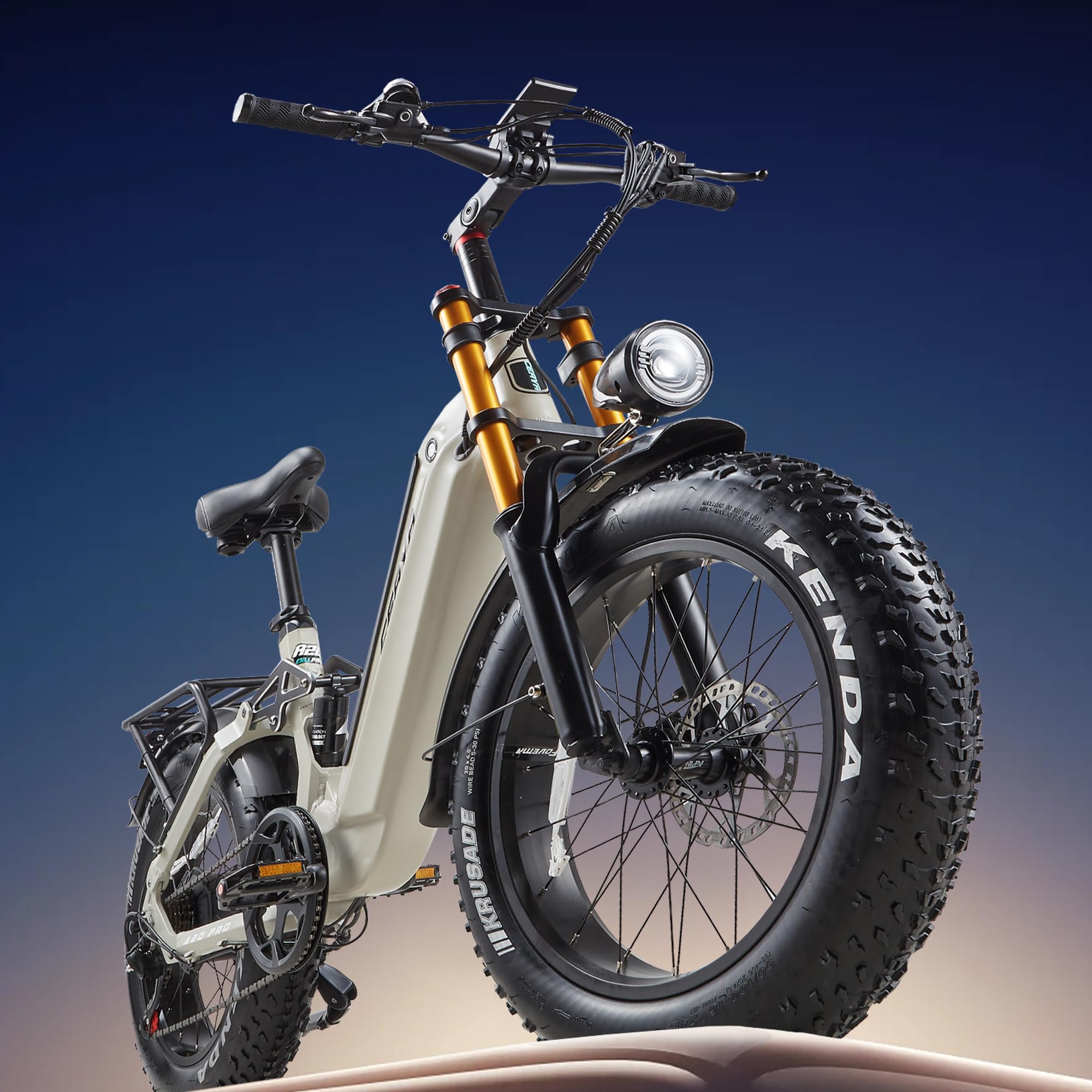 Vélo électrique pour Adultes VTT 20 Pouces E Bike avec Batterie 20 Ah, Double Suspension, 7 Vitesses, Gros Pneus Tout-Terrain, Autonomie jusqu'à 50-80 km