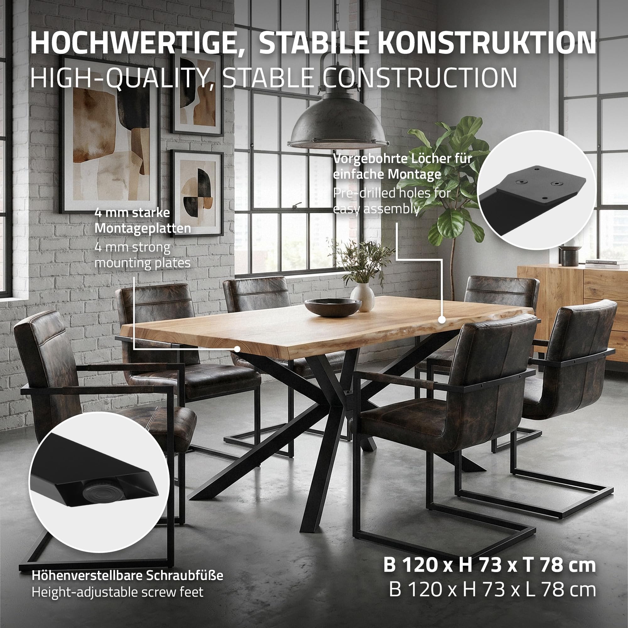 ML-Design Tischbeine Metall Schwarz, Tischgestell Spider Outdoor wetterfest, Tischfüße X-Form, Tischkufen aus Stahl, Schreibtischbeine Untergestell Möbelfüße für Esstisch Schreibtisch, 120x78x72 cm