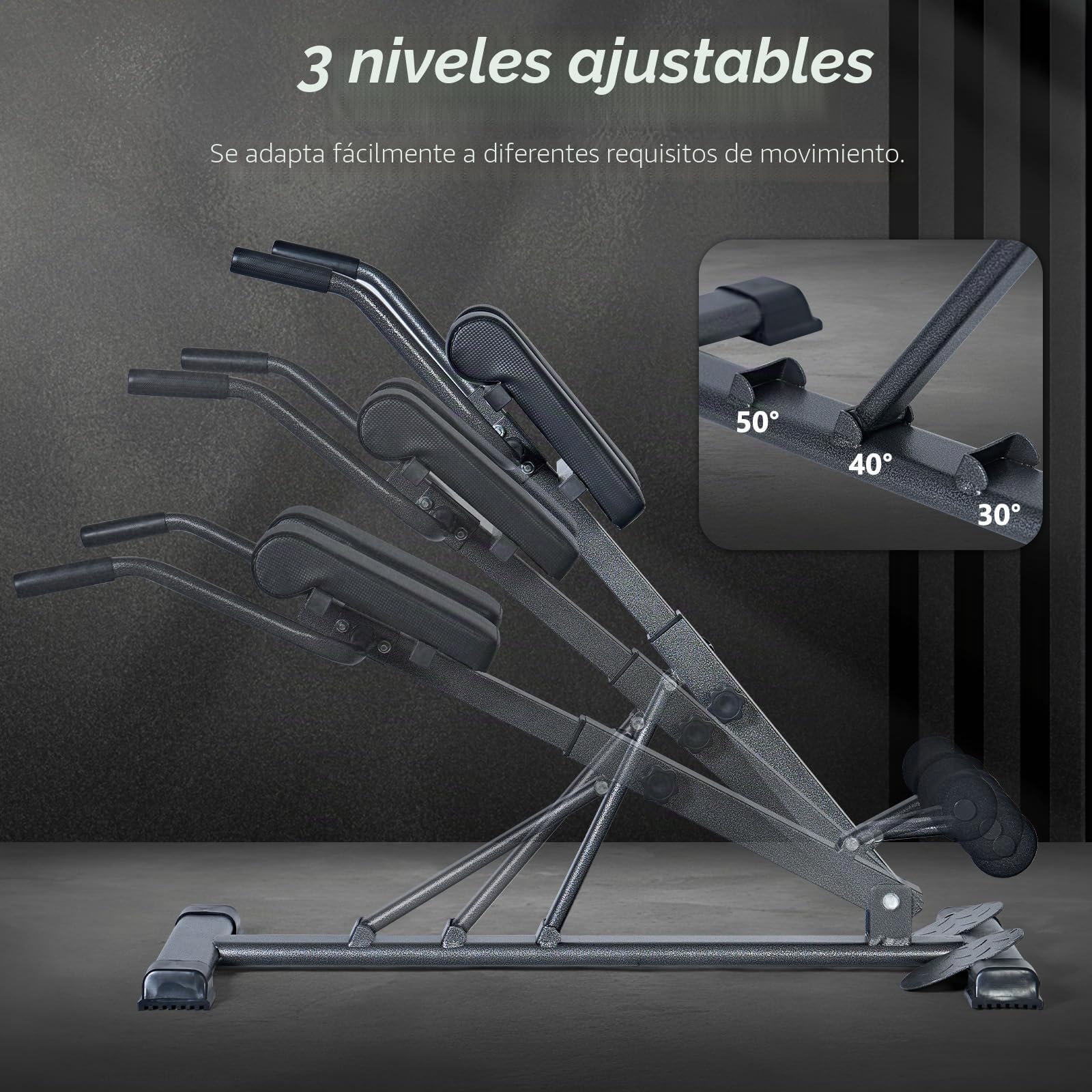 sogesfurniture Hyperextension - Entrenador abdominal y de espalda, 7 alturas ajustables, plegable, banco romano, multifunción, estirador de espalda para casa, fitness, hasta 100 kg