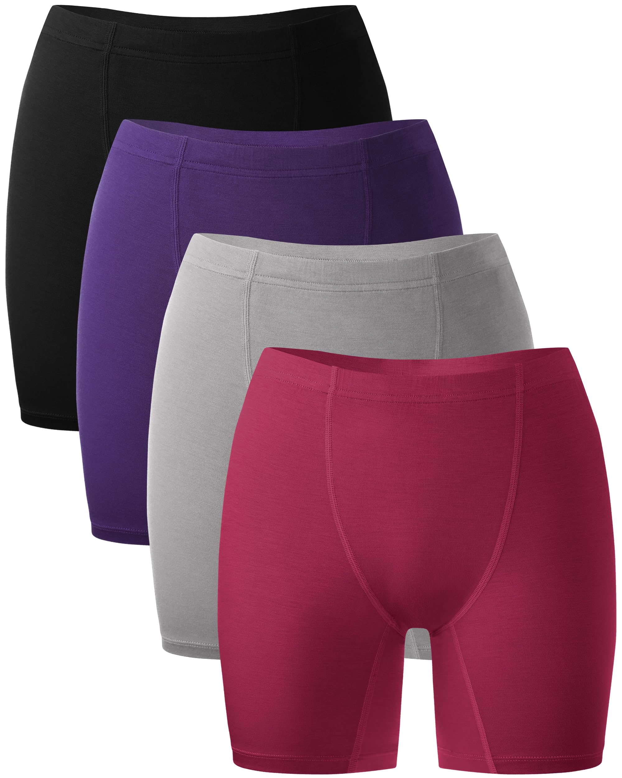 BAMBOO COOL Womens Boxer Briefs Underwear Boy Shorts Soft Stretch Panties for Women, 4 Packs