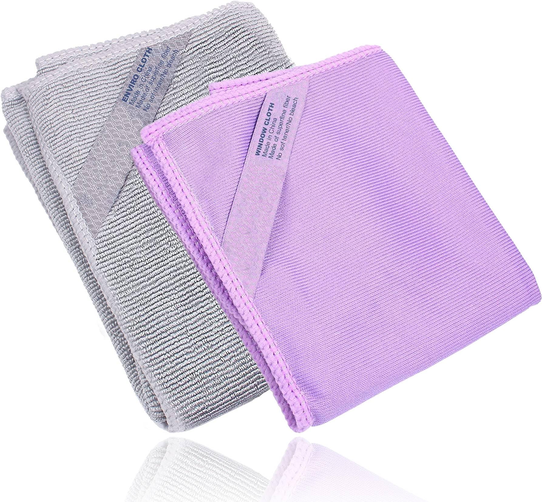Korwex Window Cleaning Cloth (Purple) and Enviro Cloth (Grey), Basic Package Cleaning Cloth, Streaks Schatches Free. (Purple 1 Pack, Grey 1 Pack) — image 1