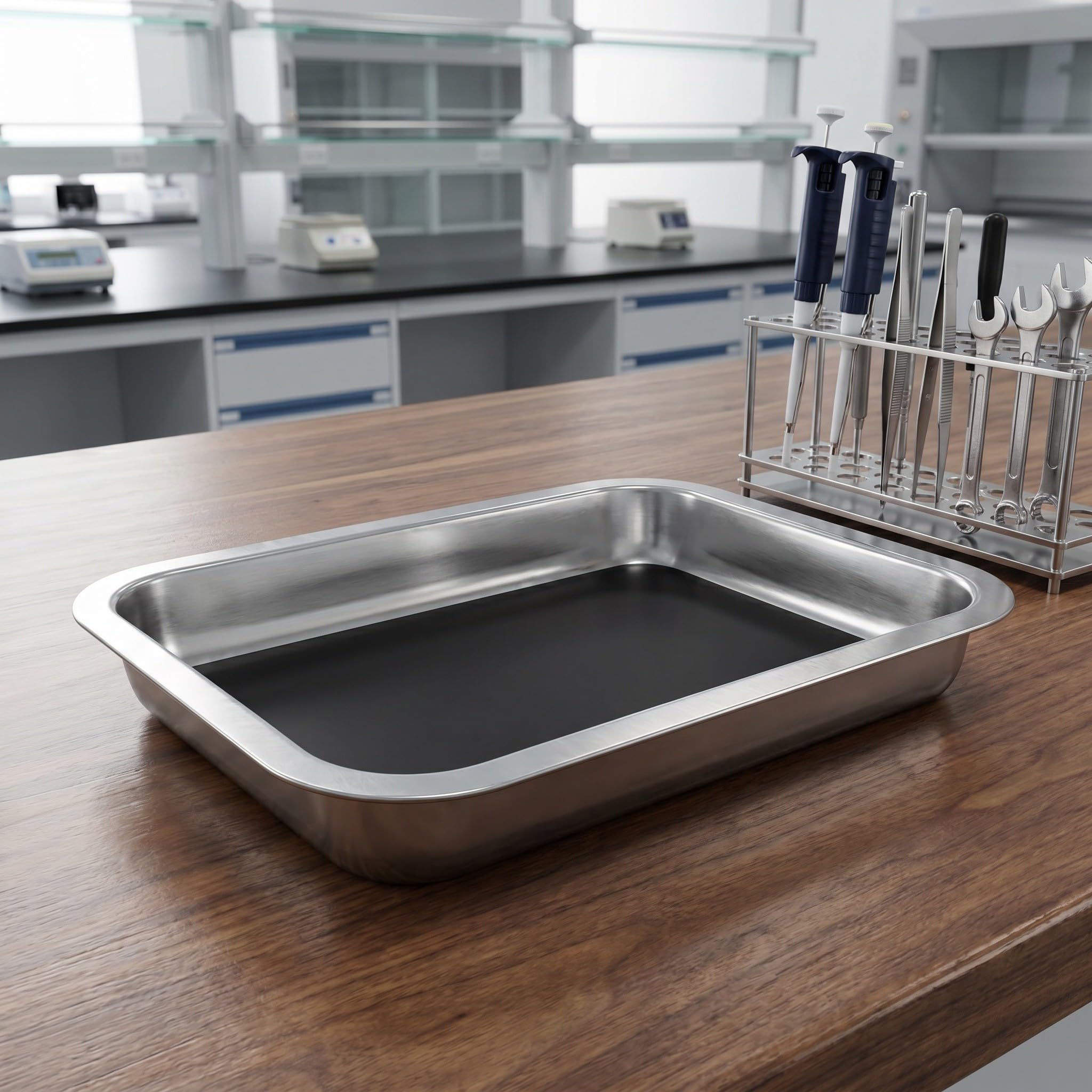 Zerodeko Plateau de Dissection réutilisable en Acier Inoxydable (4 pièces) avec Cire - Idéal pour l'enseignement de la biologie (spécimens, Instruments et Outils) - Matériel pour