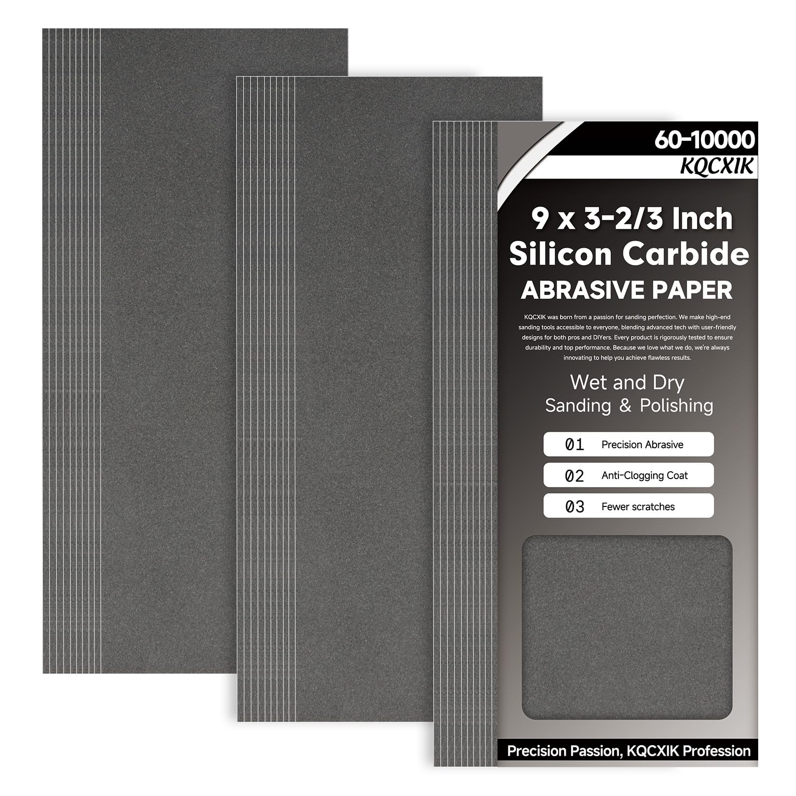 KQCXIK Premium 30-Sheet 1000 Grit Wet Dry Sandpaper, 9 x 3-2/3 Inch