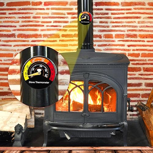 Miniatura 7 de Copkim 1 termómetro de estufa de leña, estufa magnética de temperatura, accesorios de estufa de leña, estufa de fuego, termómetro para estufas de
