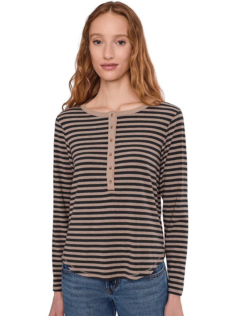 Gray Mod-o-doc Long Sleeve Slim Shirttail Henley