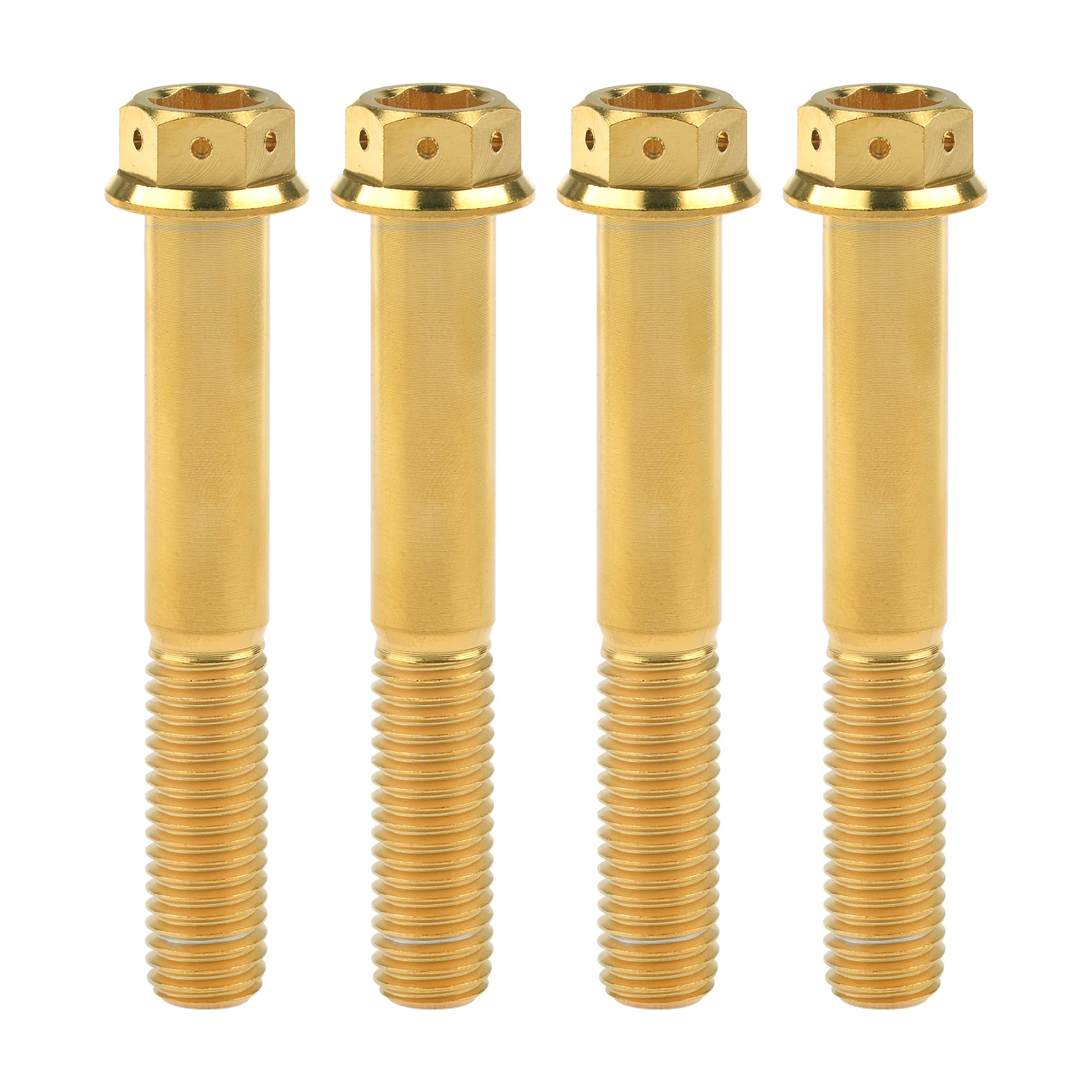 Titanium Flange Hex Head Bolt M10 20 25 30 35 40 45 50 55 60 65 70 75 80 85 90mm Screws Pack of 4 (M10x65mm Pitch 1.5mm, Gold)