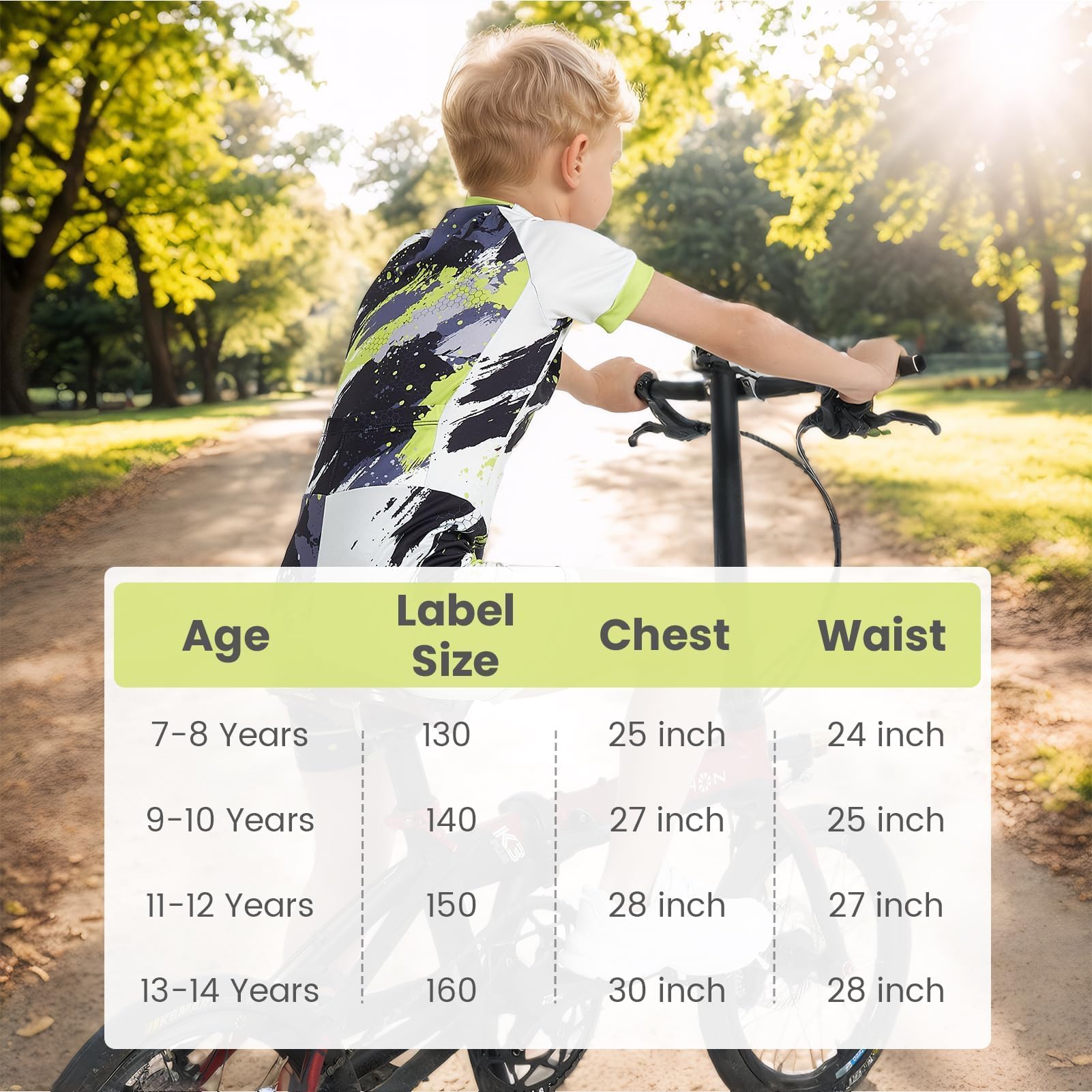 Gogokids Traje de ciclismo para niños con cojín 3D, ropa de bicicleta de manga corta para niños y adolescentes