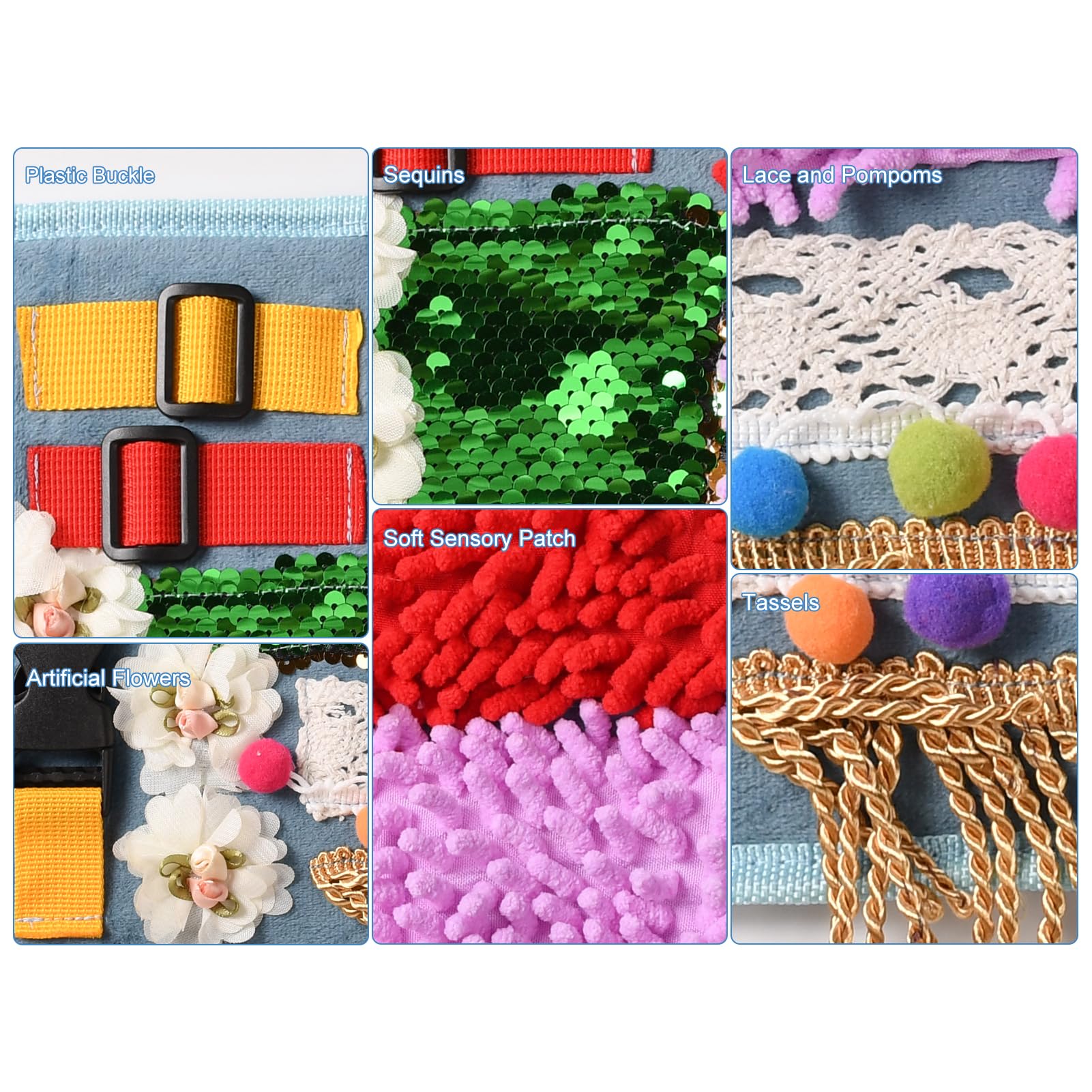 Coperta Sensoriale 48 * 30cm, Coperta Fidget per Adulti con Demenza, Coperta antistress per la demenza Sensoriale Con Attività per Anziani, Aiuta con Alzheimer,Demenza,Asperger,Autismo